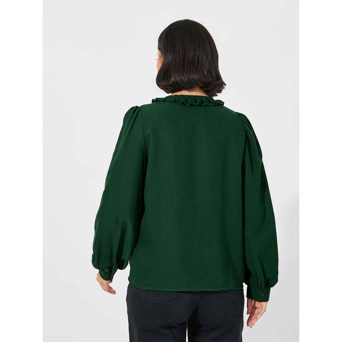 Styli Ruffled Collar Balloon Sleeves Blouse with Pintuck Detail-women-clothing-shirtsandblouses-blouses-image-4
