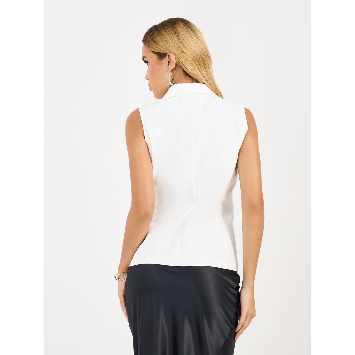 بليزر بلا أكمام بياقة مطوية وخصر بنمط لف-women-clothing-shirtsandblouses-blouses-image-4