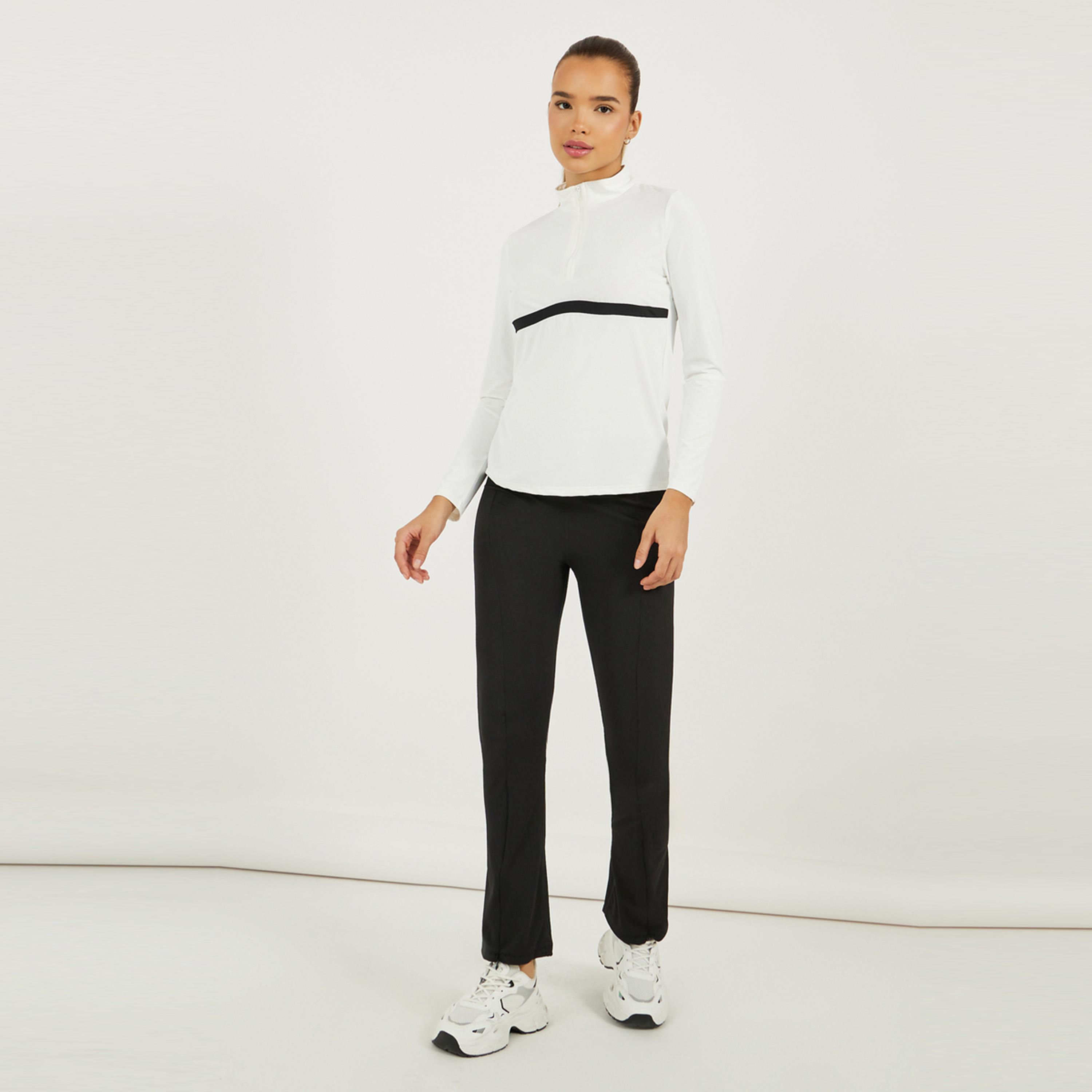 Styli Active Contrast Body Contour Stripe Half Zip Up Top-women-clothing-sportswearandactivewear-tshirtsandvests-image-2