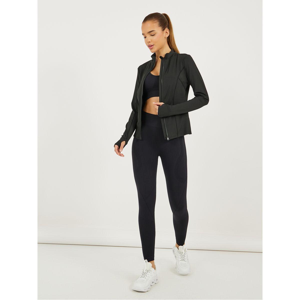 Back Slogan Print Side Panel Mesh Insert Jacket-women-clothing-sportswearandactivewear-coatsandjackets-jackets-image-2