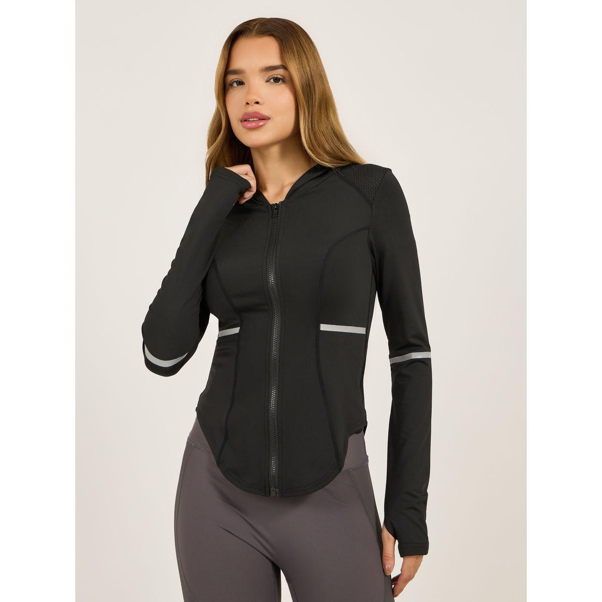 جاكيت مزين بأشرطة عاكسة للضوء وياقة هودي-women-clothing-sportswearandactivewear-coatsandjackets-jackets-image-1
