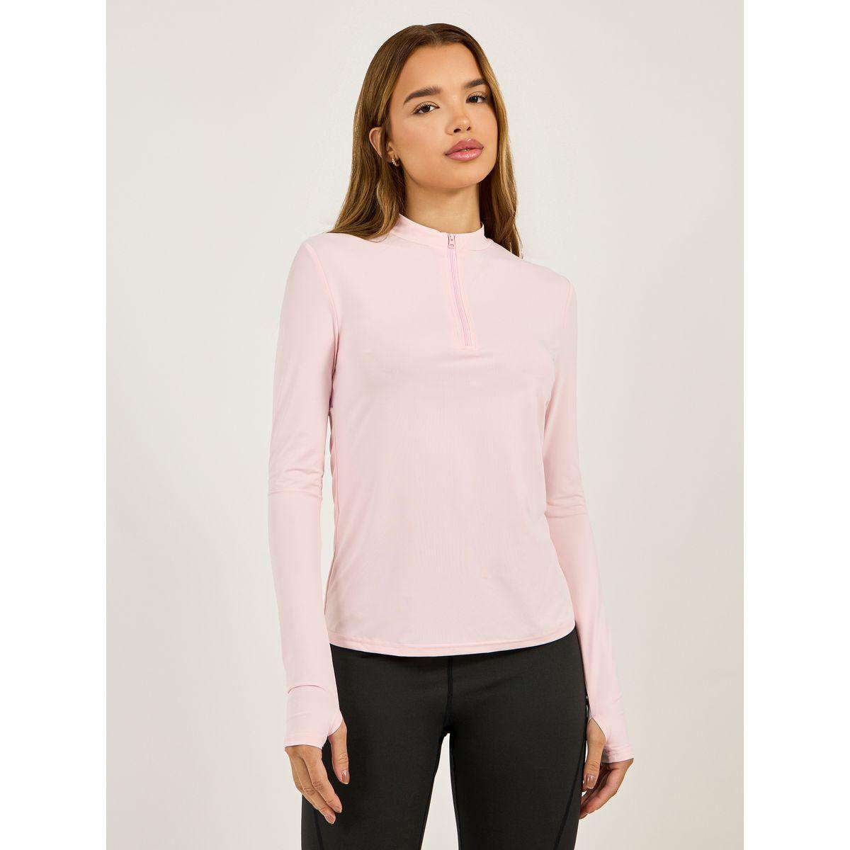 بلوزة ريسر باك بتفاصيل شبكية وسحَّاب غلق-women-clothing-sportswearandactivewear-tshirtsandvests-image-1