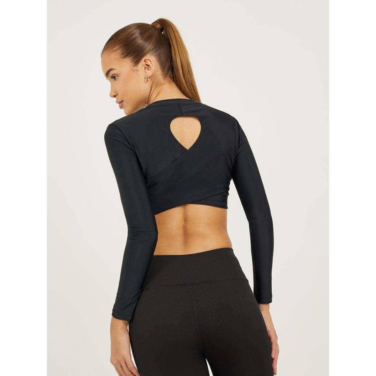Back Wrap & Peep Long Sleeves Crop Top-women-clothing-sportswearandactivewear-tshirtsandvests-image-1