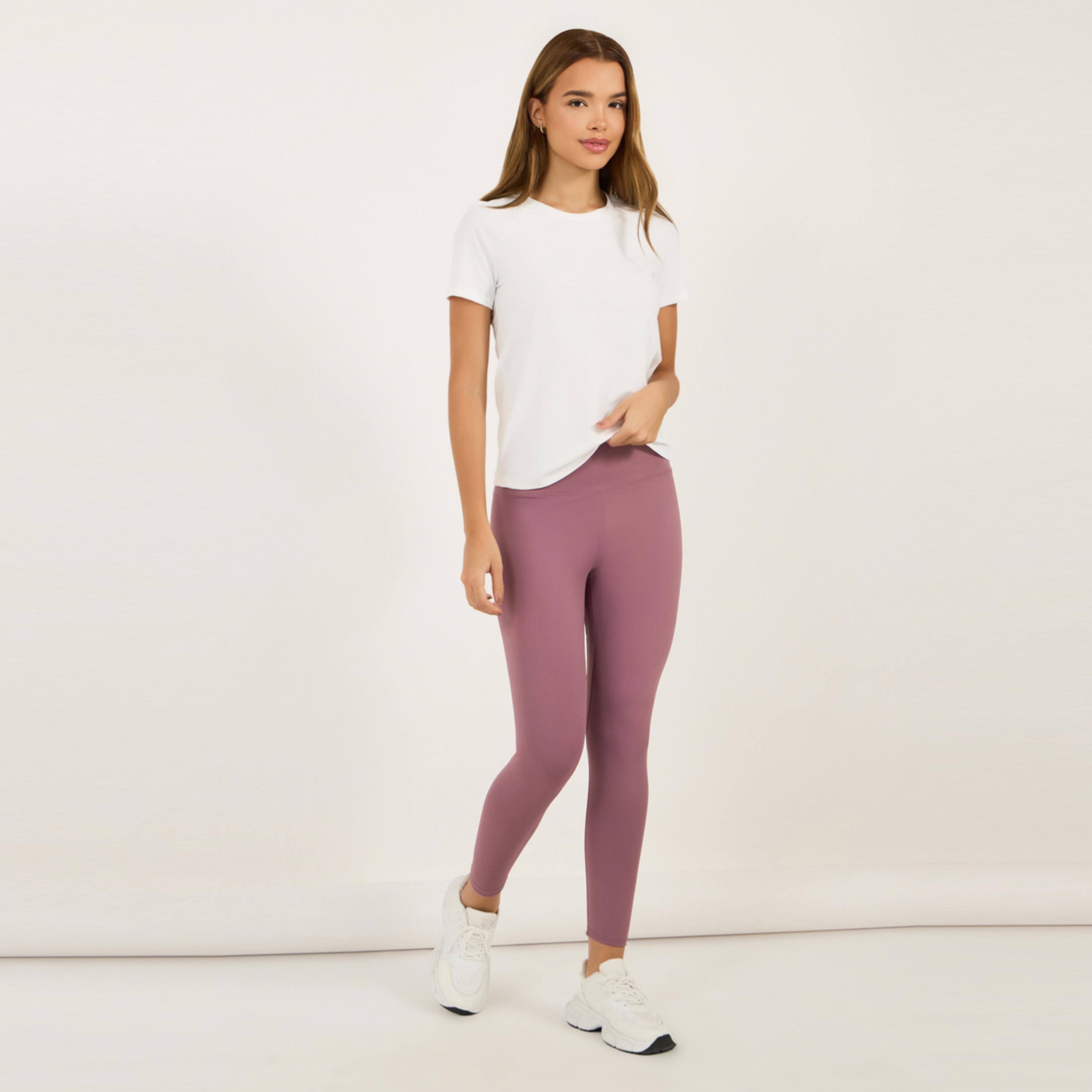Styli Active Back Vertical Slogan Multi Paneled Short Sleeves Top-women-clothing-sportswearandactivewear-tshirtsandvests-image-2