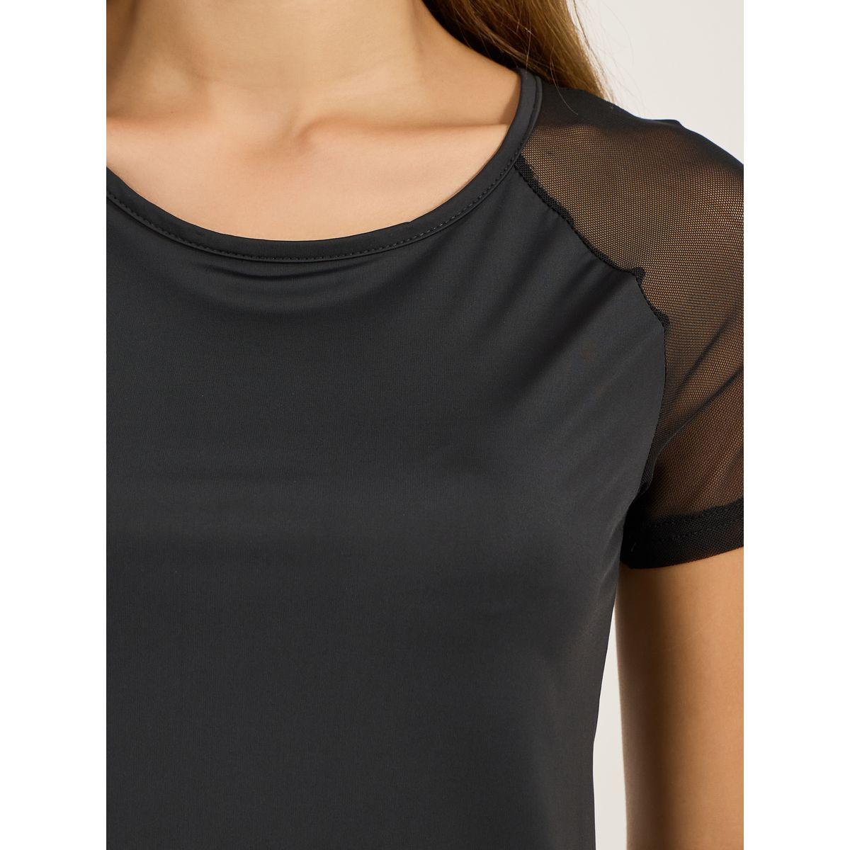 Styli Active Mesh Insert Cut-Out Detail Split Hem Short Sleeves Top-women-clothing-sportswearandactivewear-tshirtsandvests-image-4