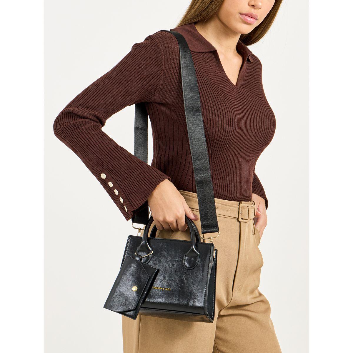 Styli Textured Satchel Bag with Adjustable Strap-women-bagsandwallets-handbags-image-2
