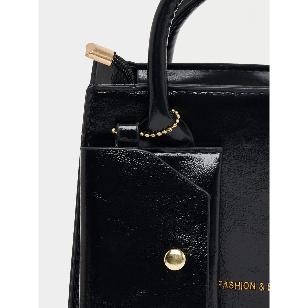 Styli Textured Satchel Bag with Adjustable Strap-women-bagsandwallets-handbags-image-5