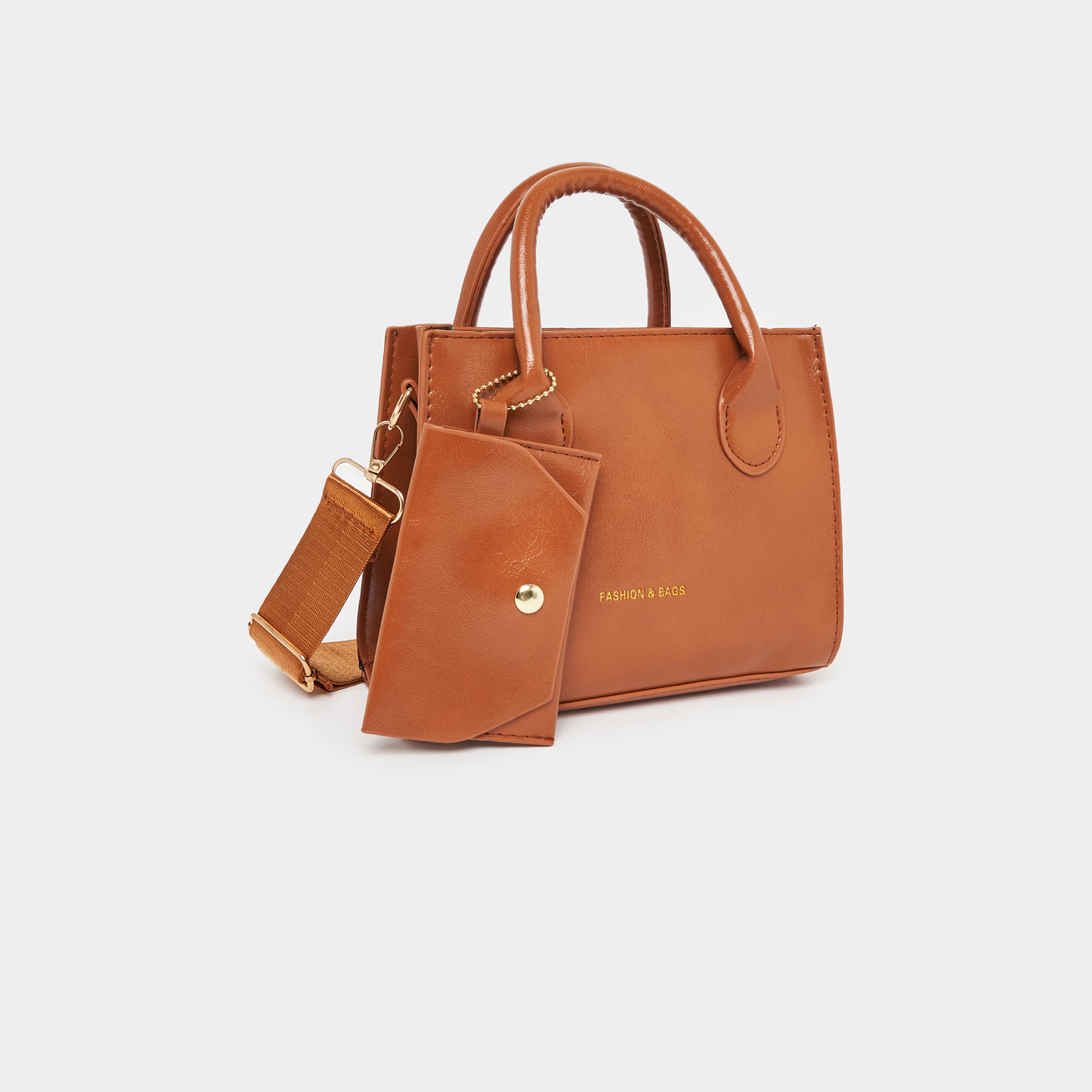 Styli Textured Satchel Bag with Adjustable Strap-women-bagsandwallets-handbags-image-1