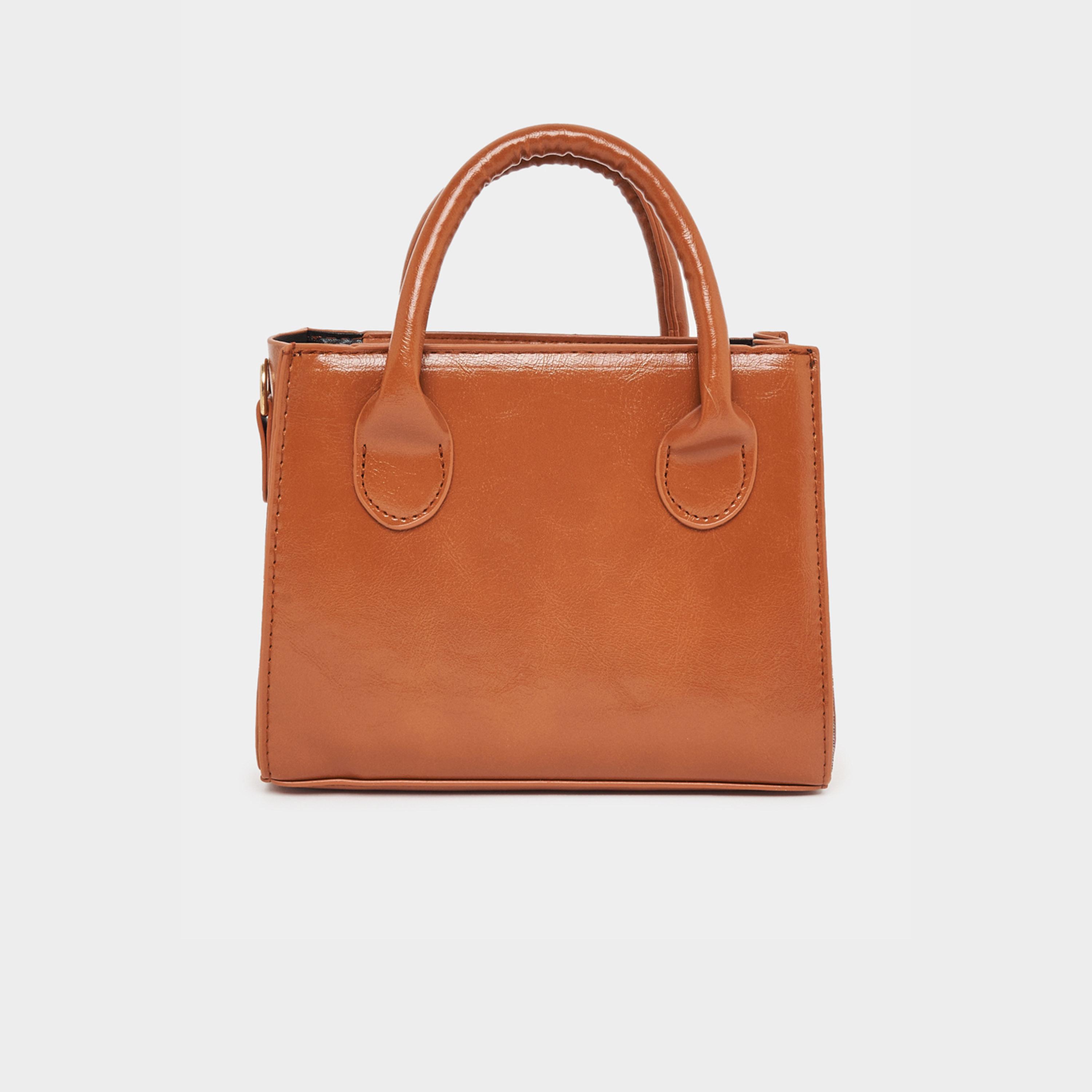 Styli Textured Satchel Bag with Adjustable Strap-women-bagsandwallets-handbags-image-4
