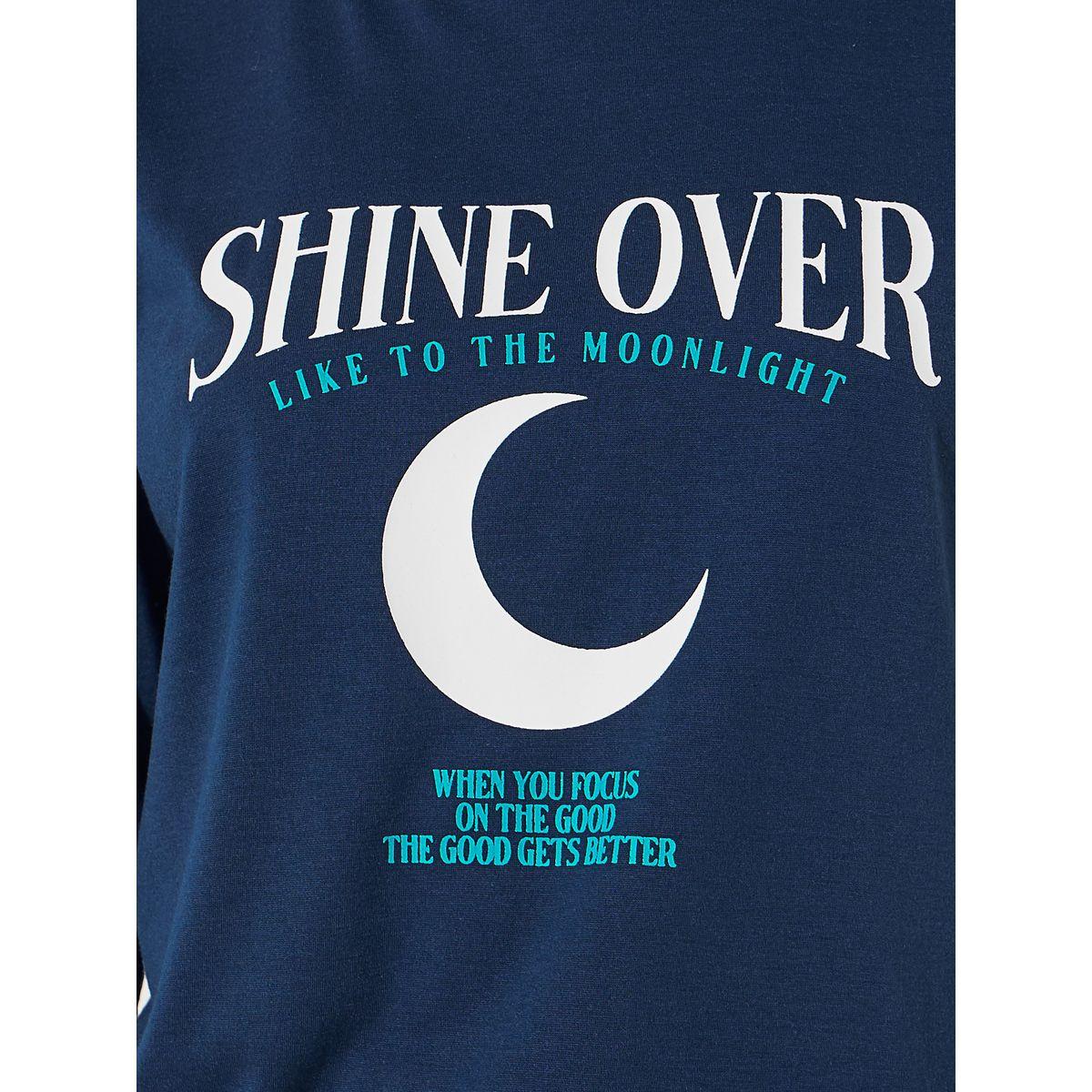 Styli Unwind Slogan Print Long Sleeves T-Shirt & Star Print Pyjama Set-women-clothing-nightwear-pyjamas-longsets-image-4