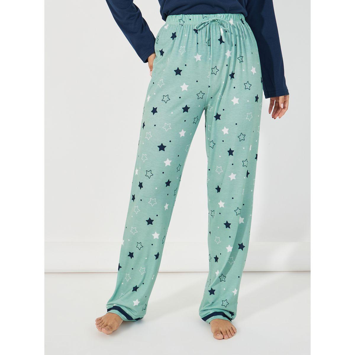 Styli Unwind Slogan Print Long Sleeves T-Shirt & Star Print Pyjama Set-women-clothing-nightwear-pyjamas-longsets-image-6