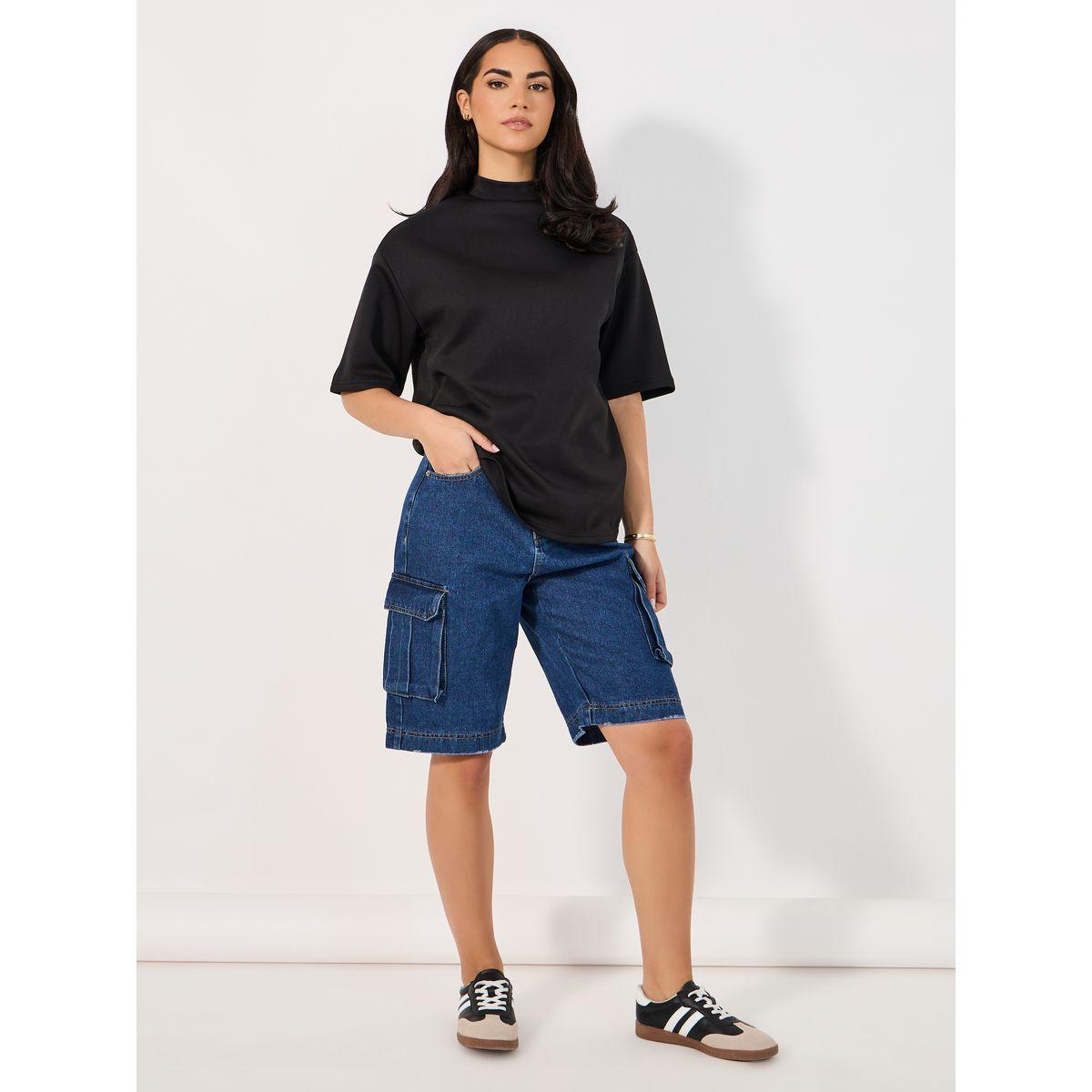 Styli Relaxed Fit Denim Cargo Shorts-women-clothing-bottoms-shorts-image-2
