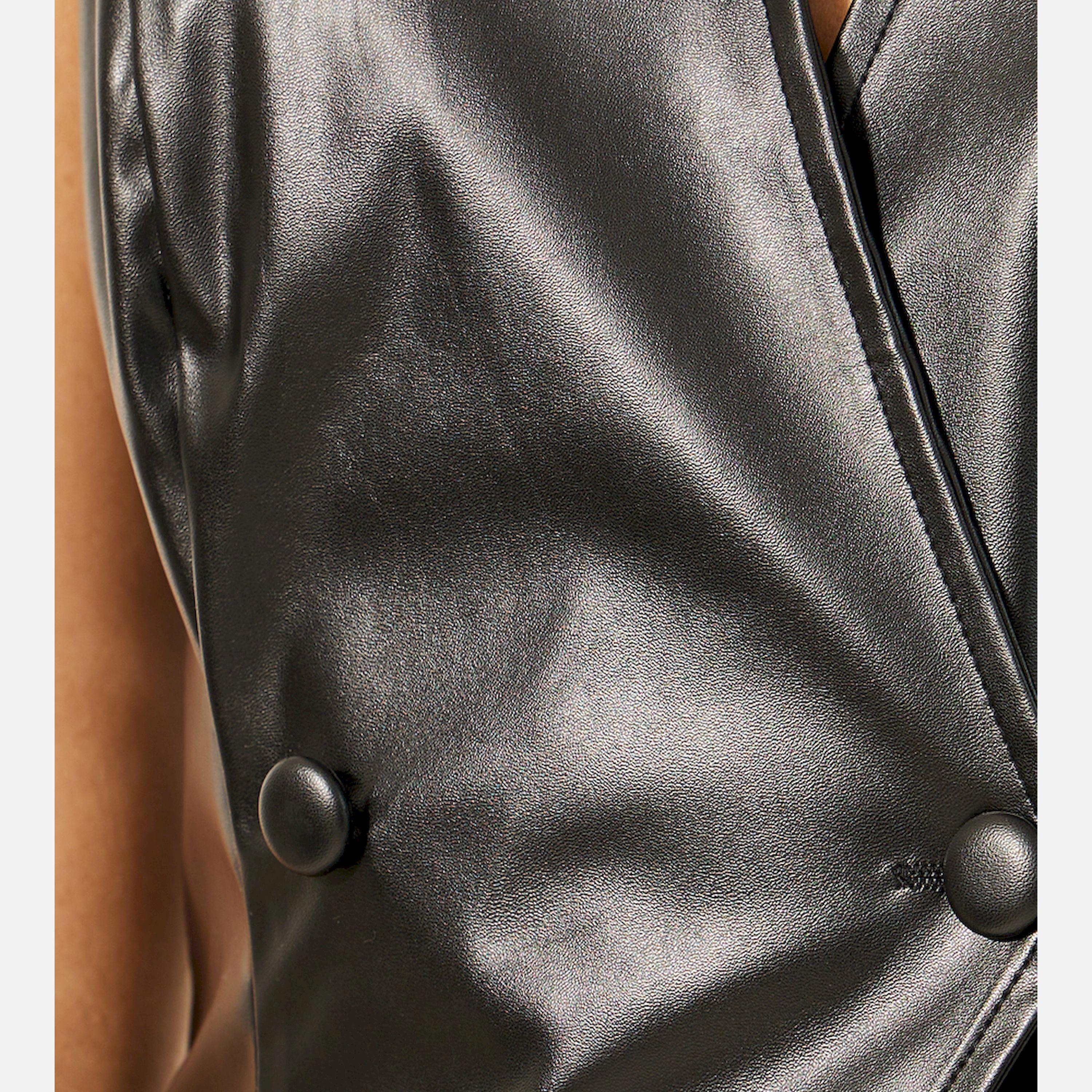 Styli Limited Waistcoat With Overlap Front And Button Detail With Assumetric Hemline In Pu Fabric-women-winterwear-coatsandjackets-jackets-image-3