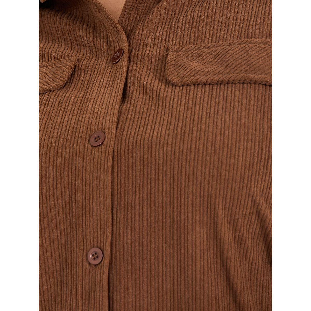 بلوزة فضفاضة كوردروي بمقاس كبير وجيب-women-clothing-shirtsandblouses-shirts-image-4