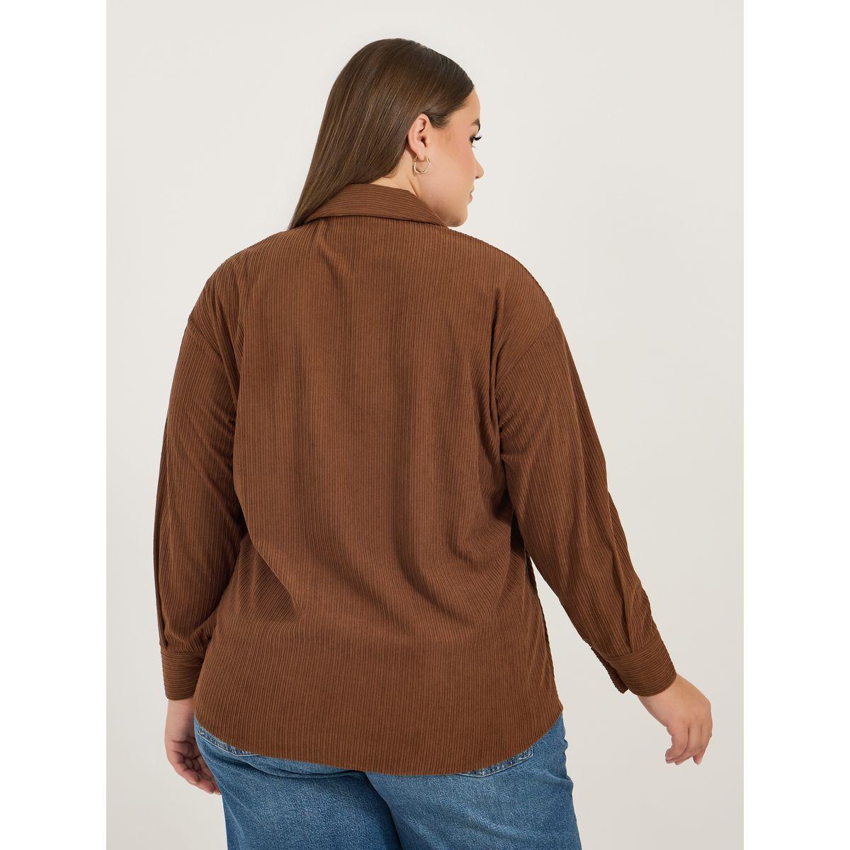 بلوزة فضفاضة كوردروي بمقاس كبير وجيب-women-clothing-shirtsandblouses-shirts-image-5