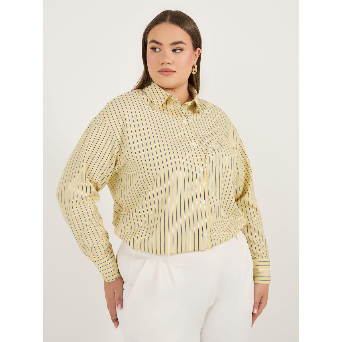 Styli Plus Size Oversized Striped Long Sleeve Shirt-women-clothing-shirtsandblouses-shirts-image-1