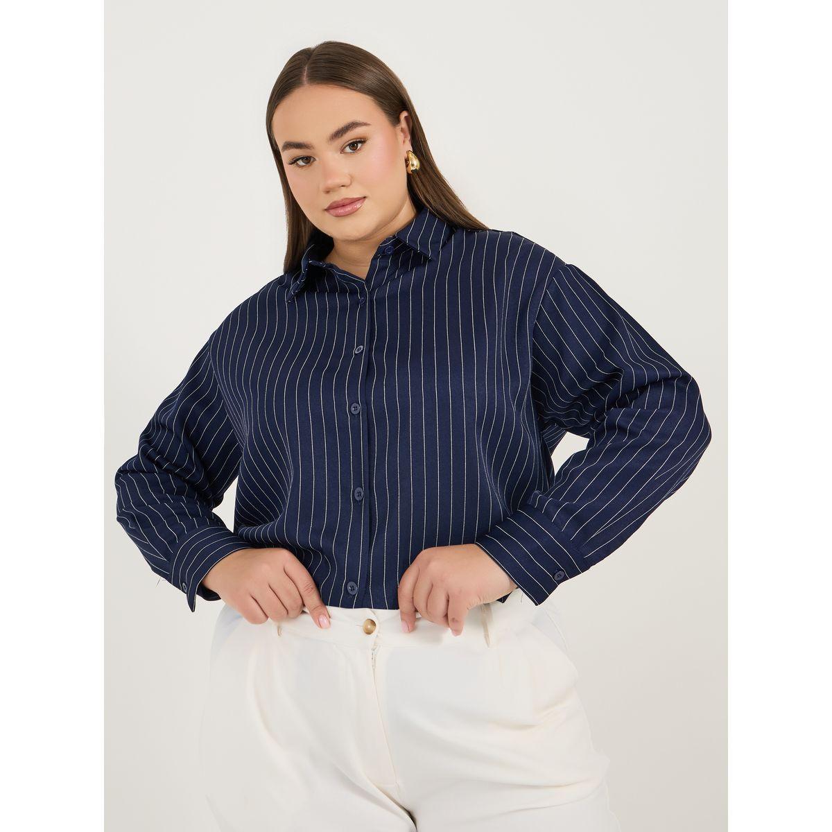 بلوزة فضفاضة بمقاس كبير وأكمام طويلة-women-clothing-shirtsandblouses-shirts-image-1