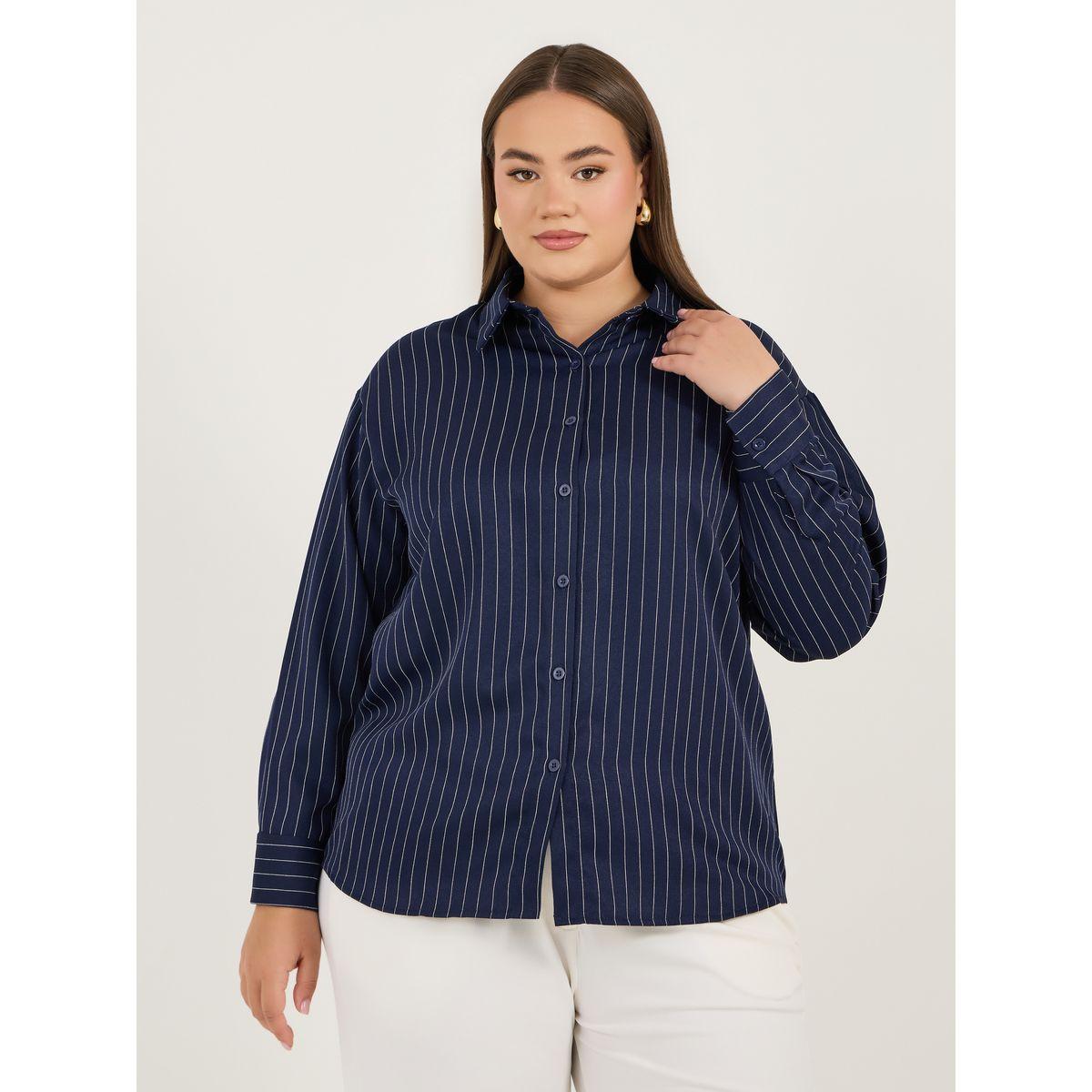 بلوزة فضفاضة بمقاس كبير وأكمام طويلة-women-clothing-shirtsandblouses-shirts-image-3