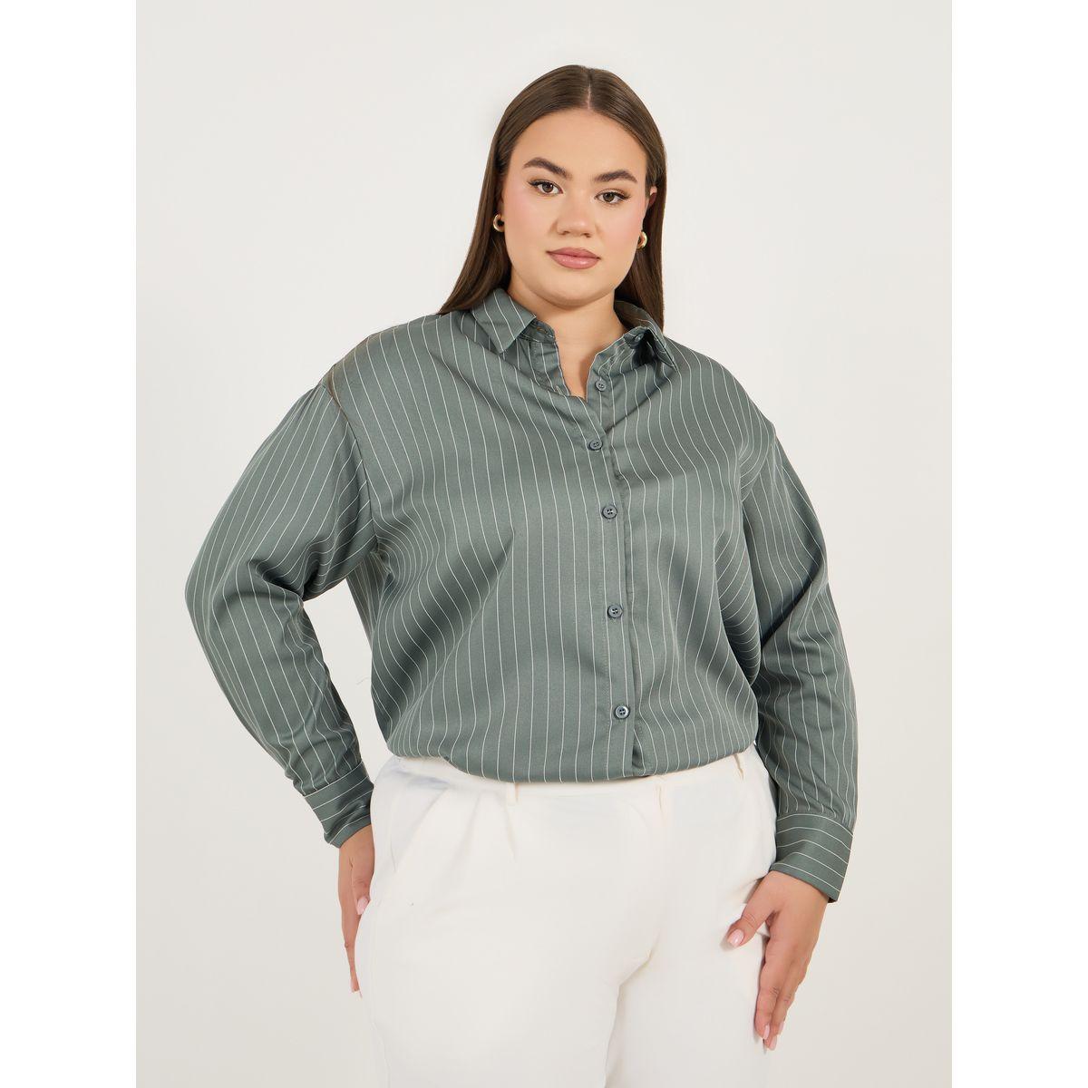 Styli Plus Size Oversized Striped Long Sleeve Shirt-women-clothing-shirtsandblouses-shirts-image-1