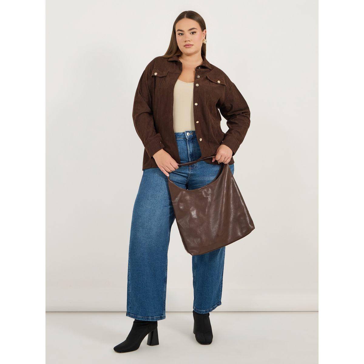 بلوزة كوردروي بمقاس كبير وأزرار معدنية-women-clothing-shirtsandblouses-shirts-image-2