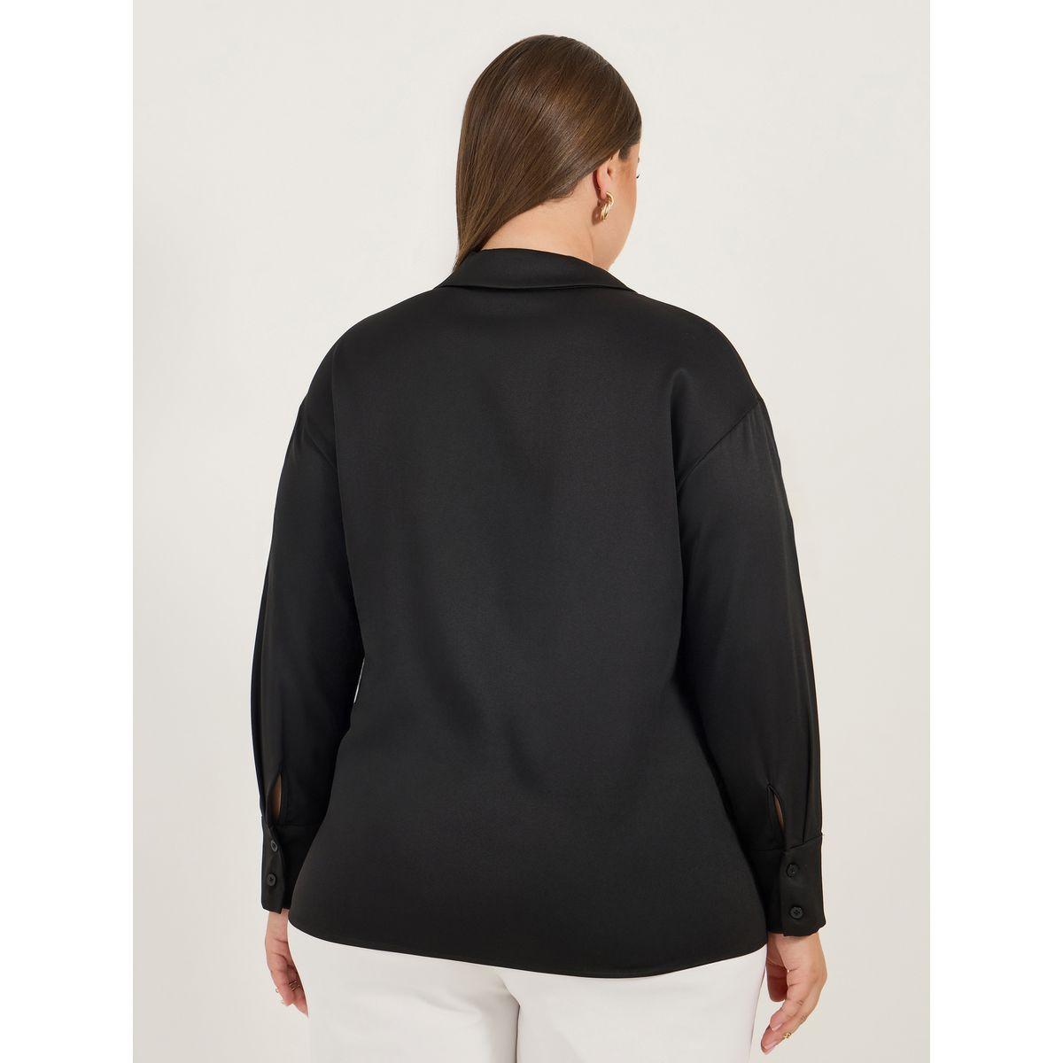 بلوزة بمقاس كبير وياقة نوتش مع أكمام طويلة-women-clothing-shirtsandblouses-blouses-image-4