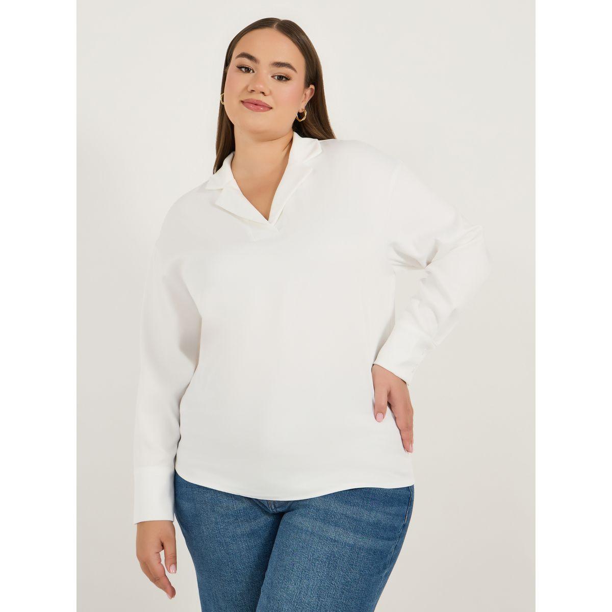 Styli Plus Size Notch Collar Long Sleeve Blouse-women-clothing-shirtsandblouses-blouses-image-1