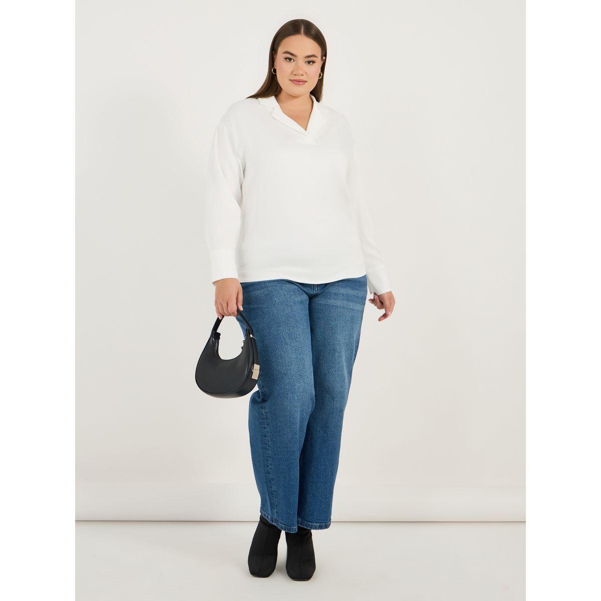 Styli Plus Size Notch Collar Long Sleeve Blouse-women-clothing-shirtsandblouses-blouses-image-2