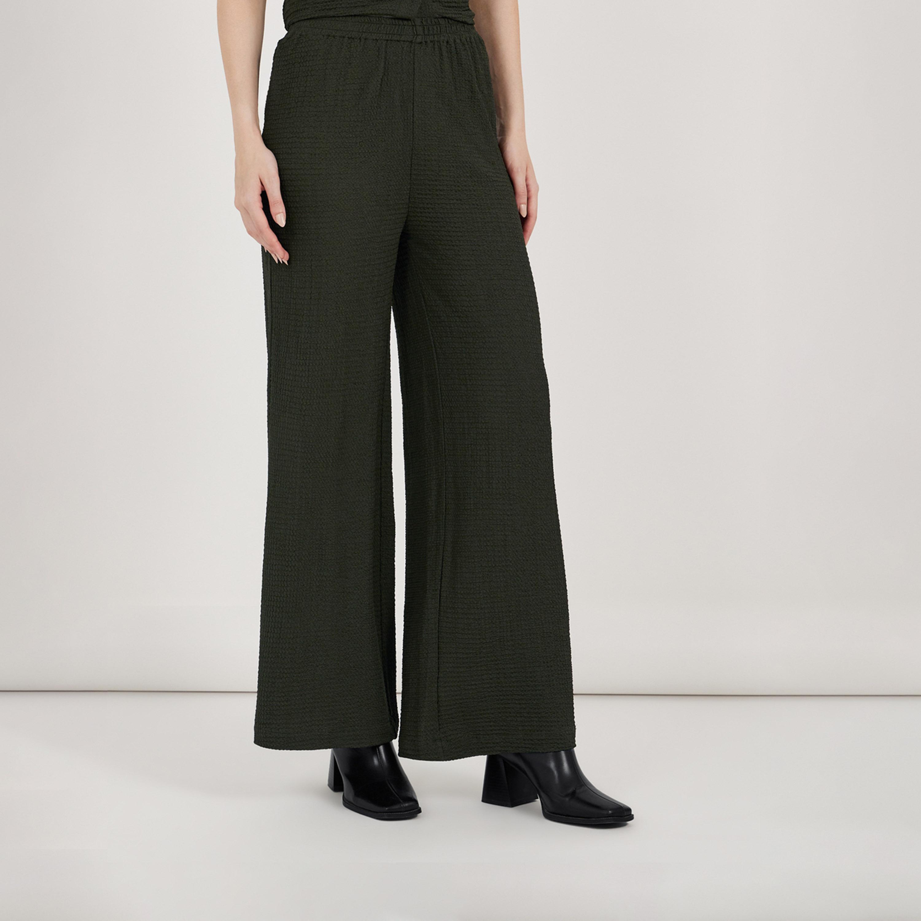 Styli Textured Wide Leg Pants With Elastic Waistband-women-clothing-bottoms-trousers-image-2