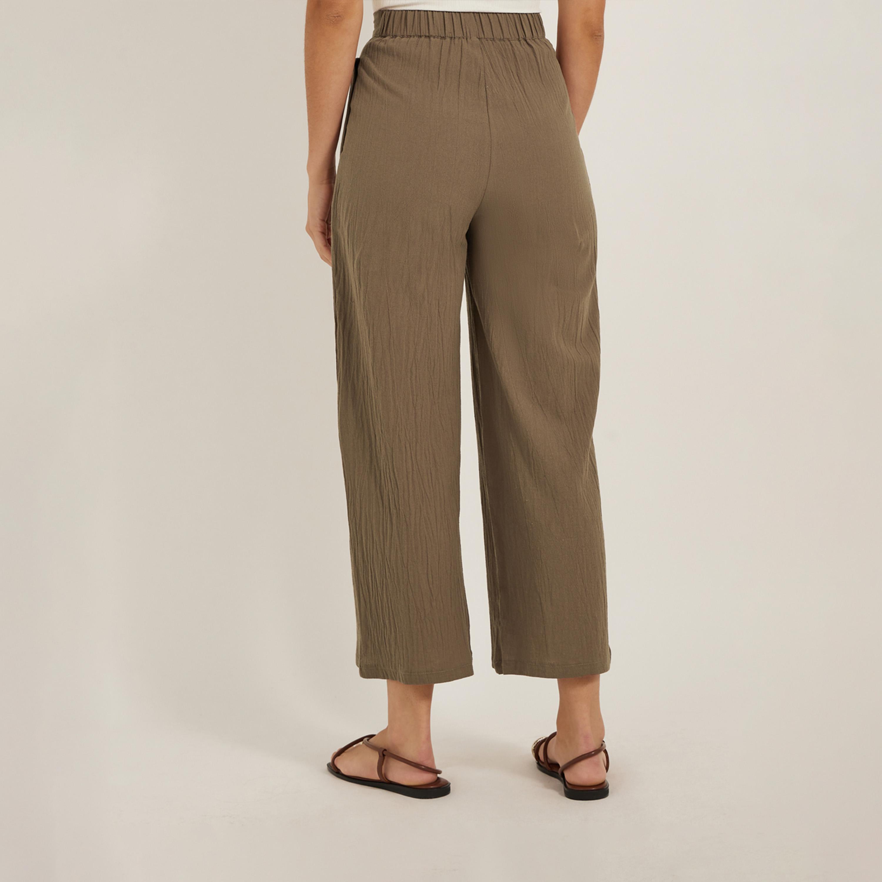 ستايلي - بنطال مجعد قصير واسع الساق مع ثنيات-women-clothing-bottoms-trousers-image-4