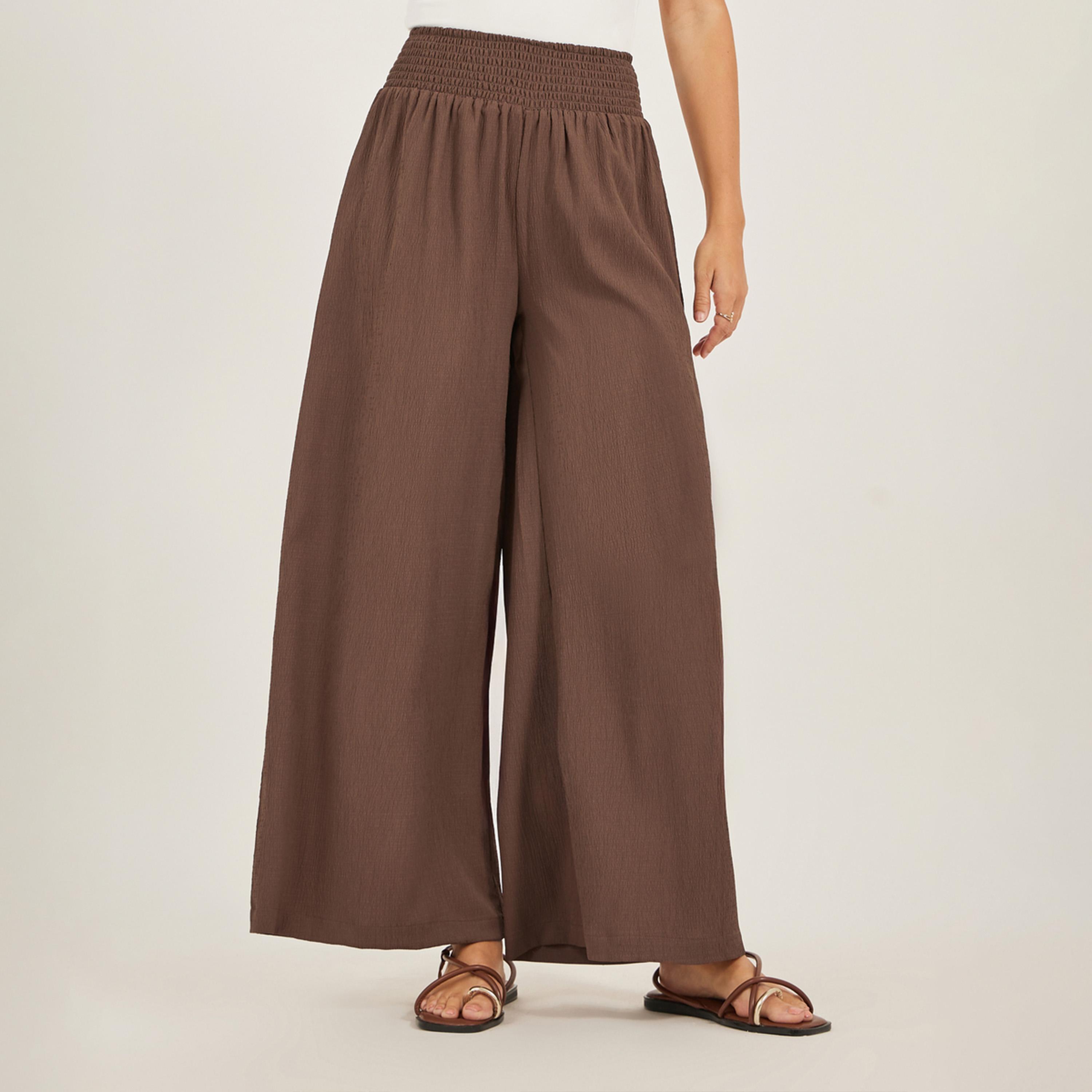 ستايلي - بنطال واسع الساق بحزام خصر مجعد-women-clothing-bottoms-trousers-image-2