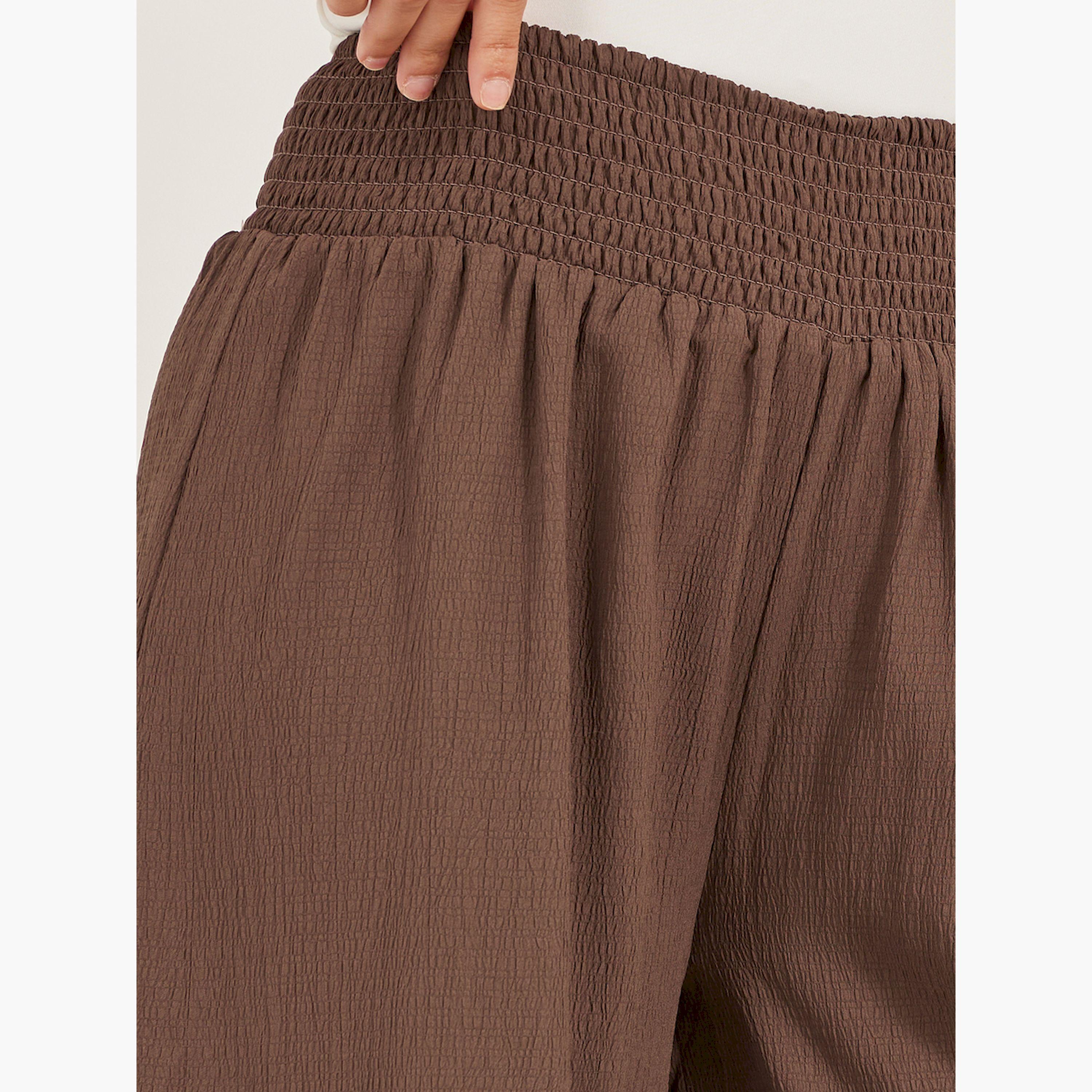 ستايلي - بنطال واسع الساق بحزام خصر مجعد-women-clothing-bottoms-trousers-image-3