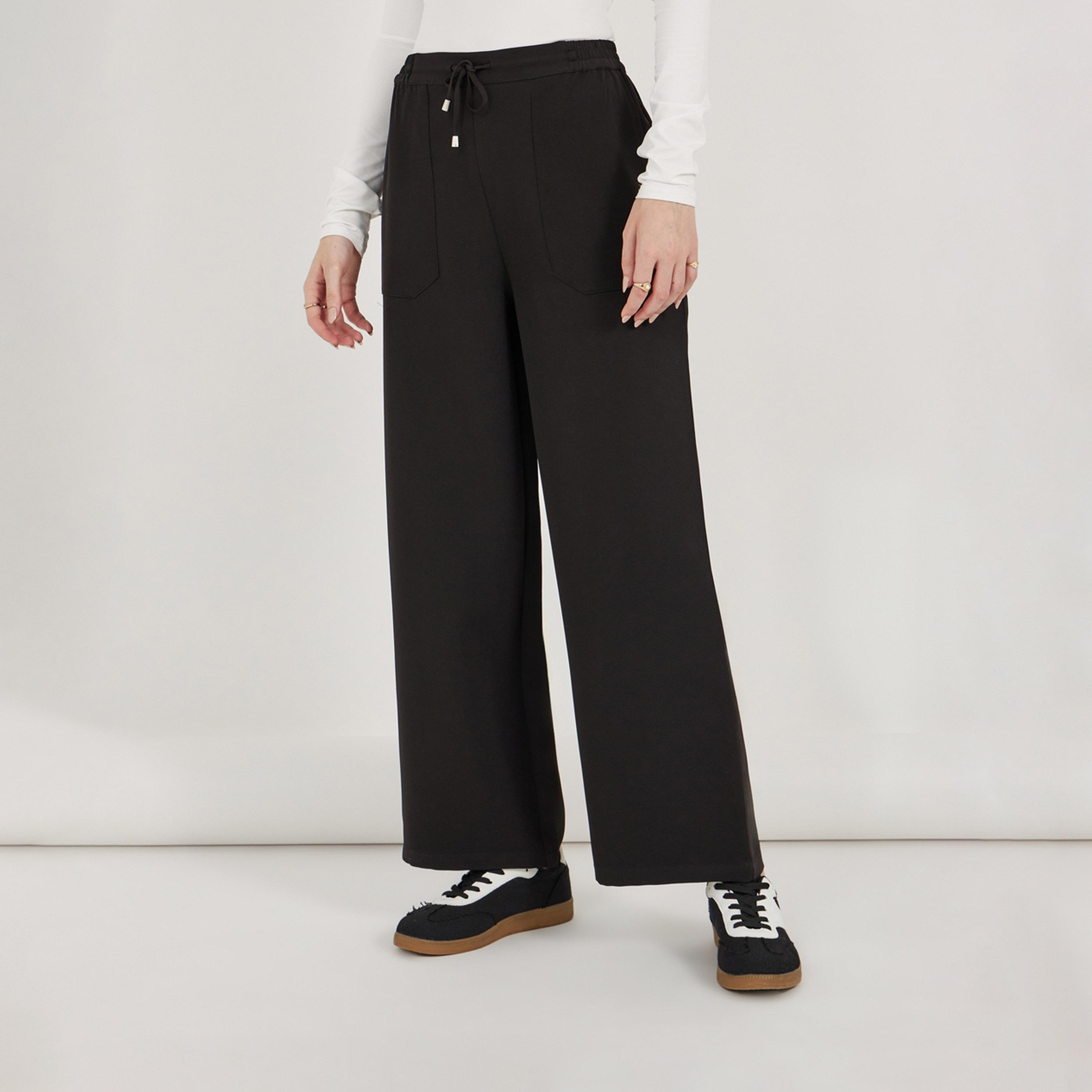 ستايلي - بنطال بخصر مرتفع وقصة ضيقة مع حزام خصر برباط-women-clothing-bottoms-trousers-image-2