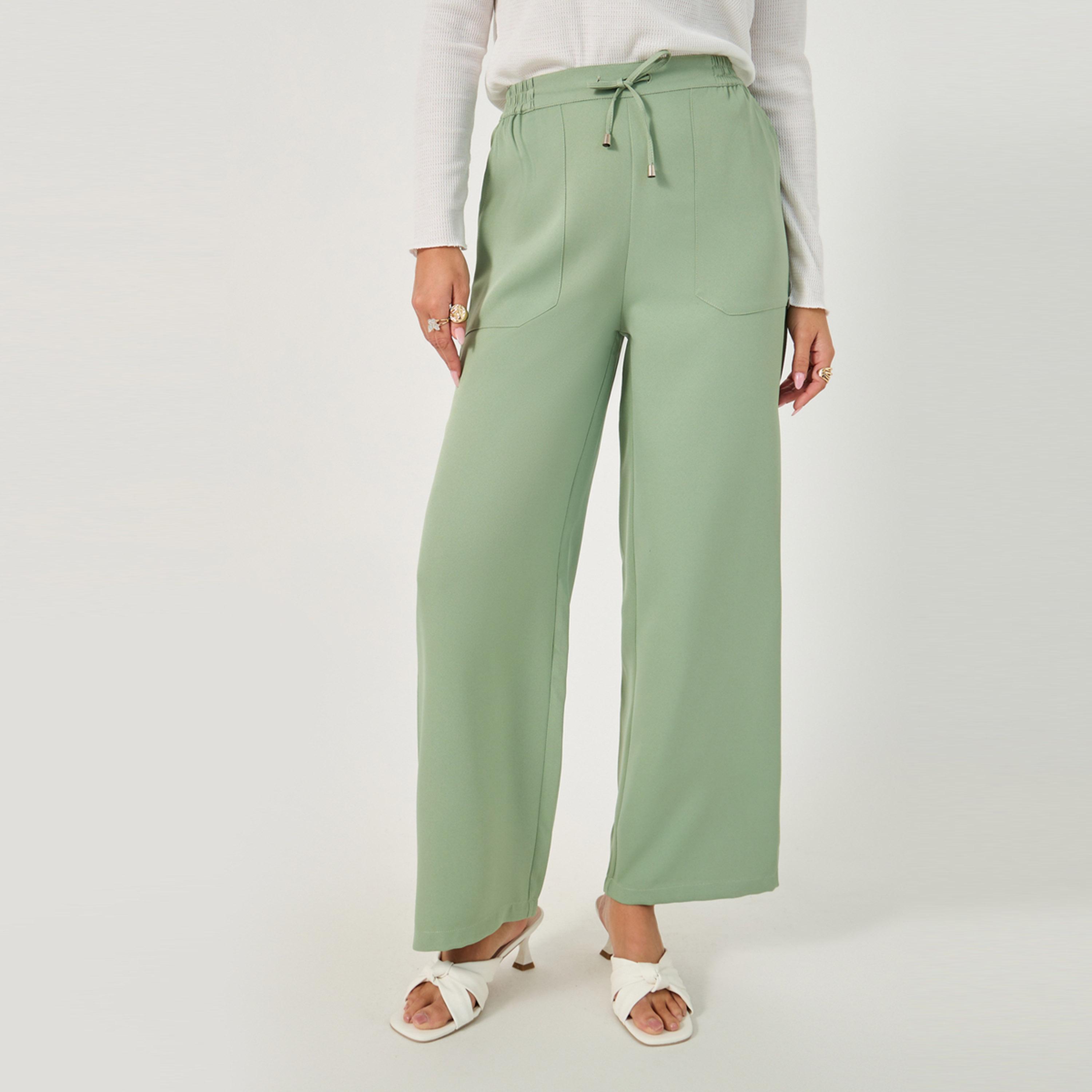 Styli High Rise Tapered Pants with Drawstring Waistband Detail-women-clothing-bottoms-trousers-image-2