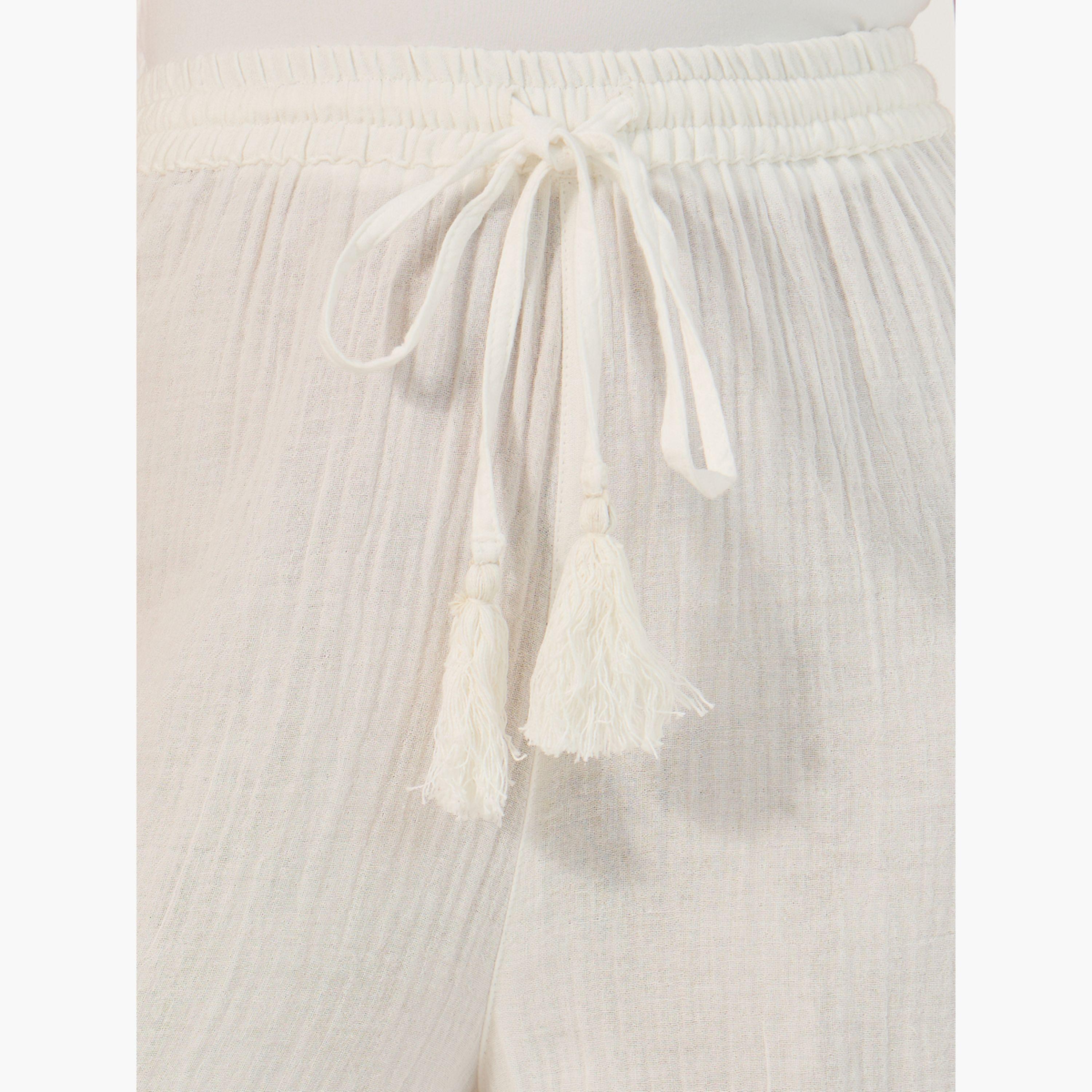 ستايلي - بنطال واسع الساق بخصر مرتفع ورباط-women-clothing-bottoms-trousers-image-3