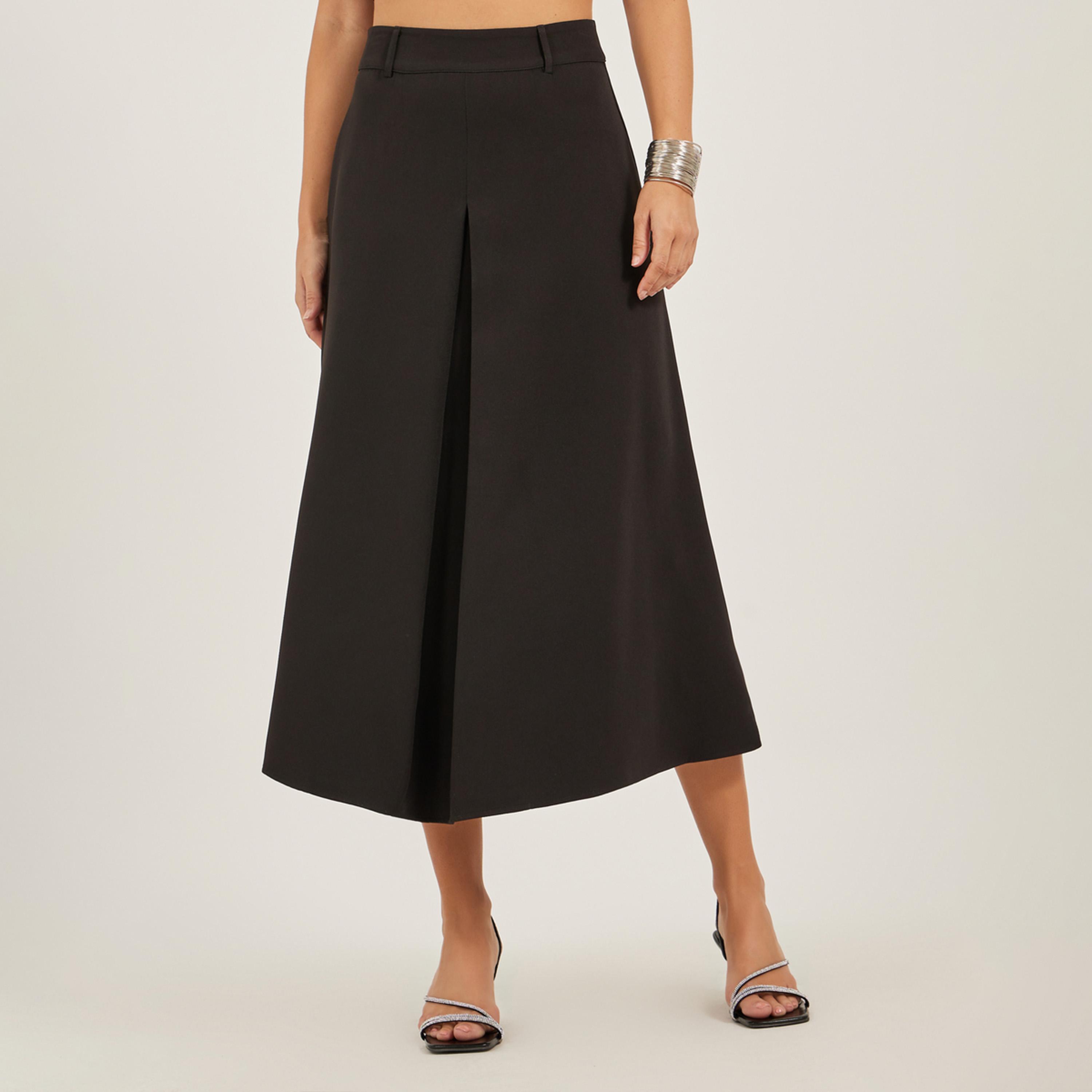 ستايلي - تنورة ميدي بقصة A-line وكسرات مع تفاصيل حلقة الحزام-women-clothing-bottoms-skirts-image-2
