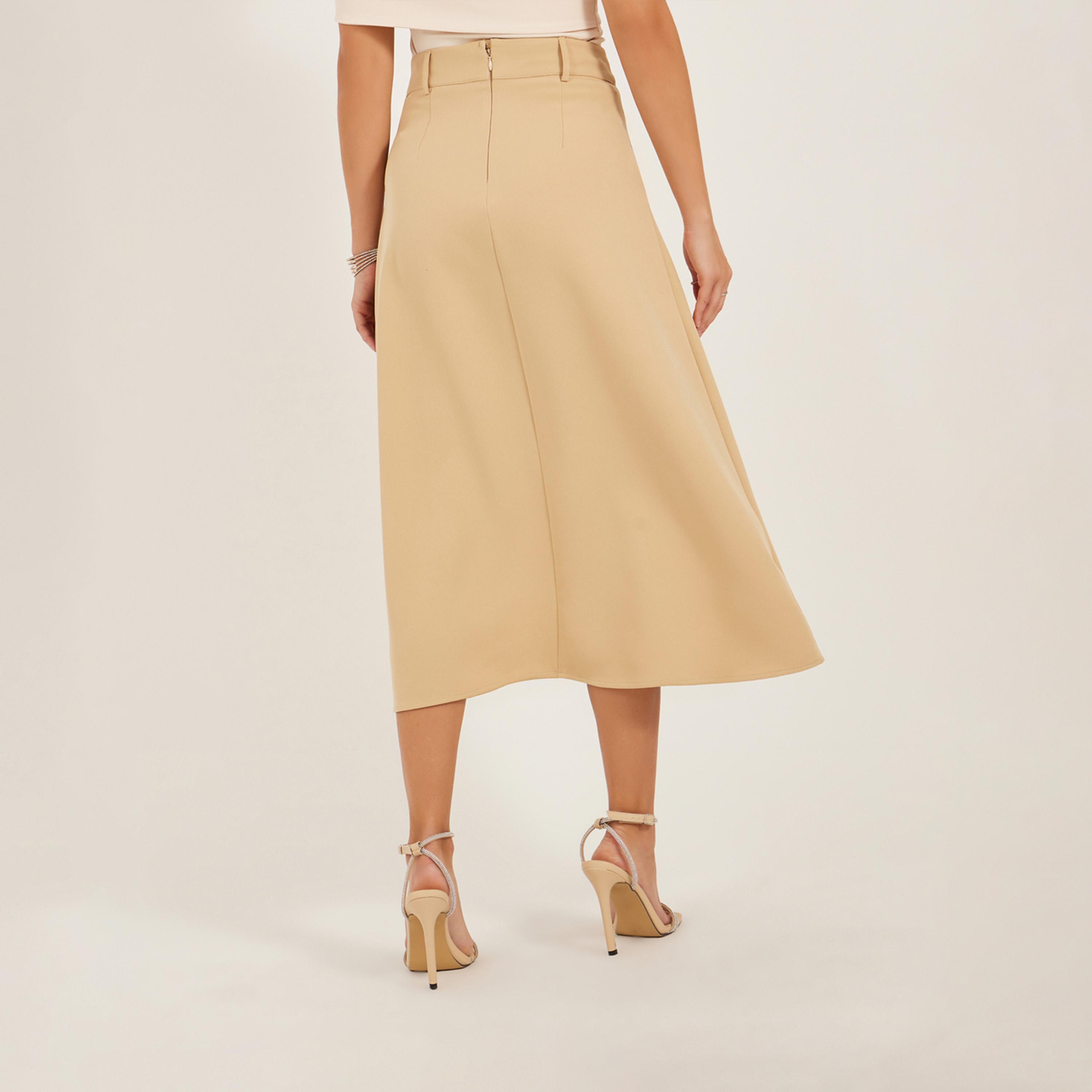 ستايلي - تنورة ميدي بكسرات وقصة A مع حلقات حزام-women-clothing-bottoms-skirts-image-4