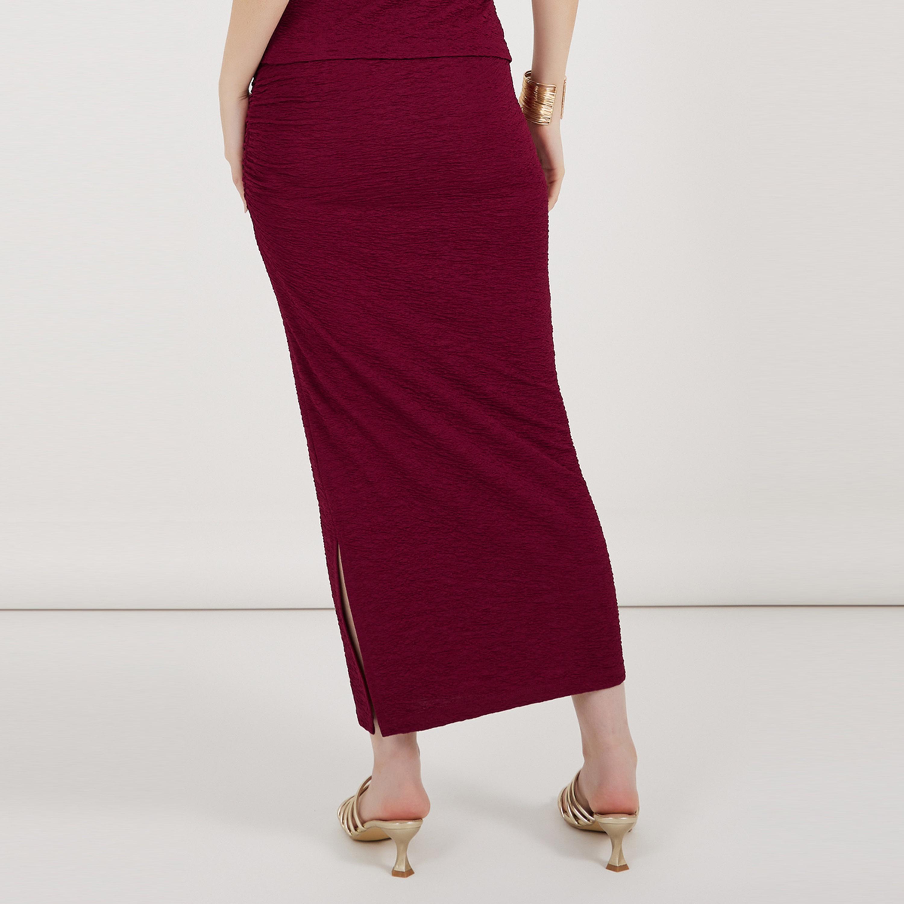 Styli Textured Knit Bodycon Maxi Skirt with Gathered Detail-women-clothing-bottoms-skirts-image-4