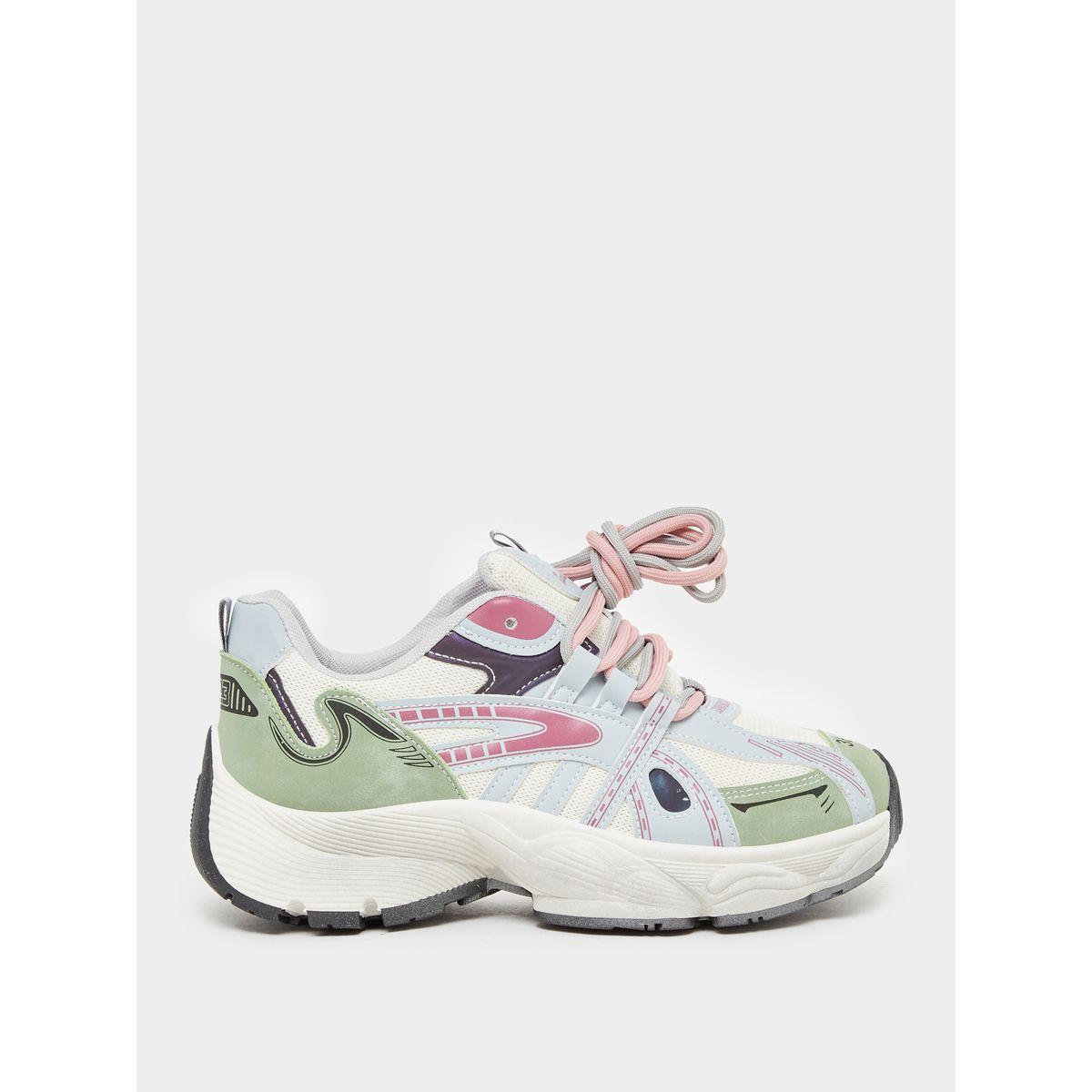 Styli Mesh Chunky Sole Lace-Up Sneakers-women-shoes-sneakers-image-2