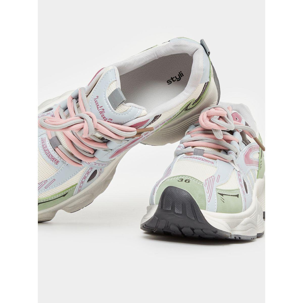 Styli Mesh Chunky Sole Lace-Up Sneakers-women-shoes-sneakers-image-4