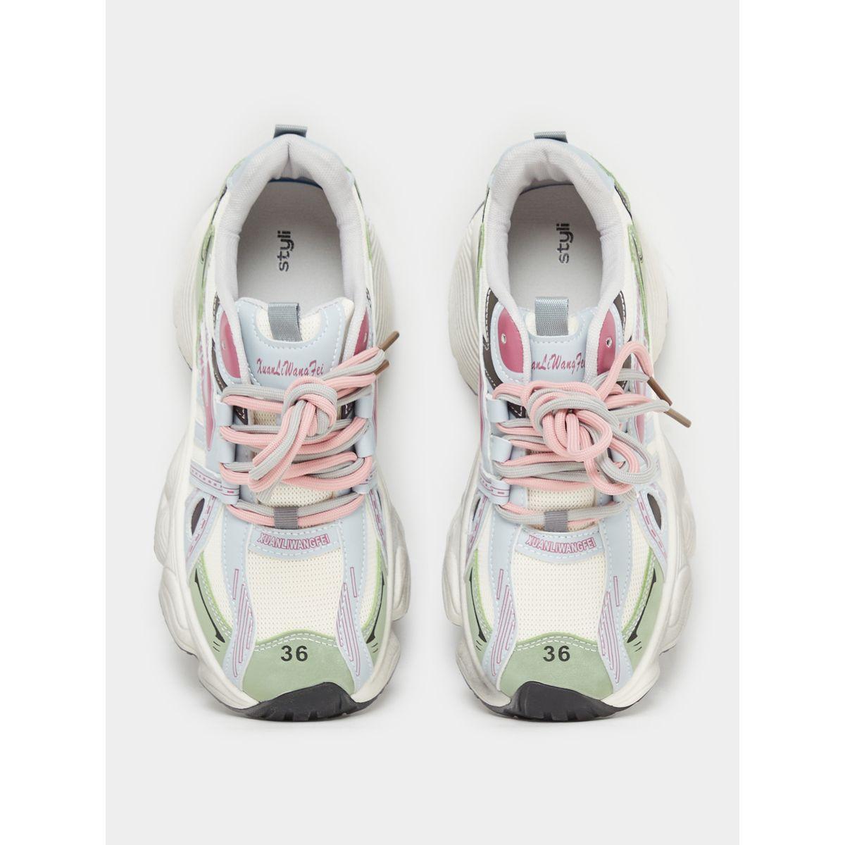Styli Mesh Chunky Sole Lace-Up Sneakers-women-shoes-sneakers-image-6