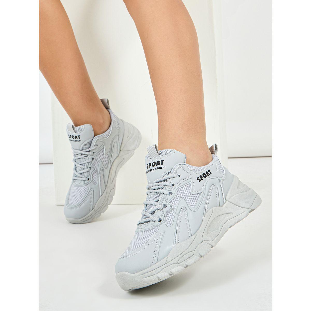 Styli Textured Lace-Up Chunky Retro Sneakers-women-shoes-sneakers-image-1