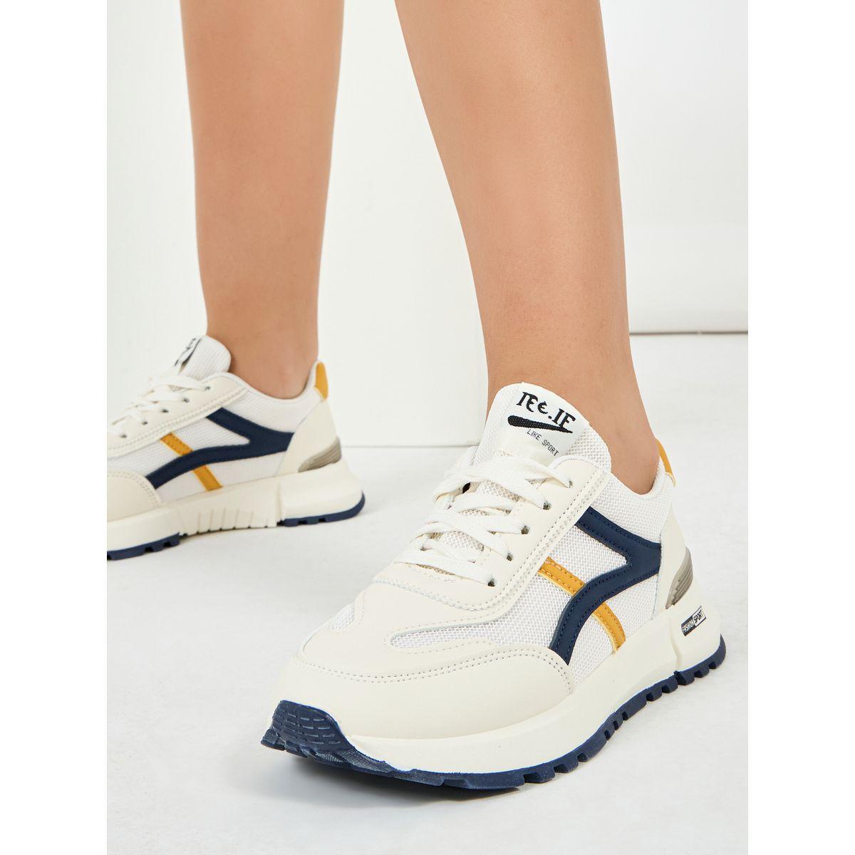Styli Textured Lace-Up Tennis Sole Sneakers-women-shoes-sneakers-image-1