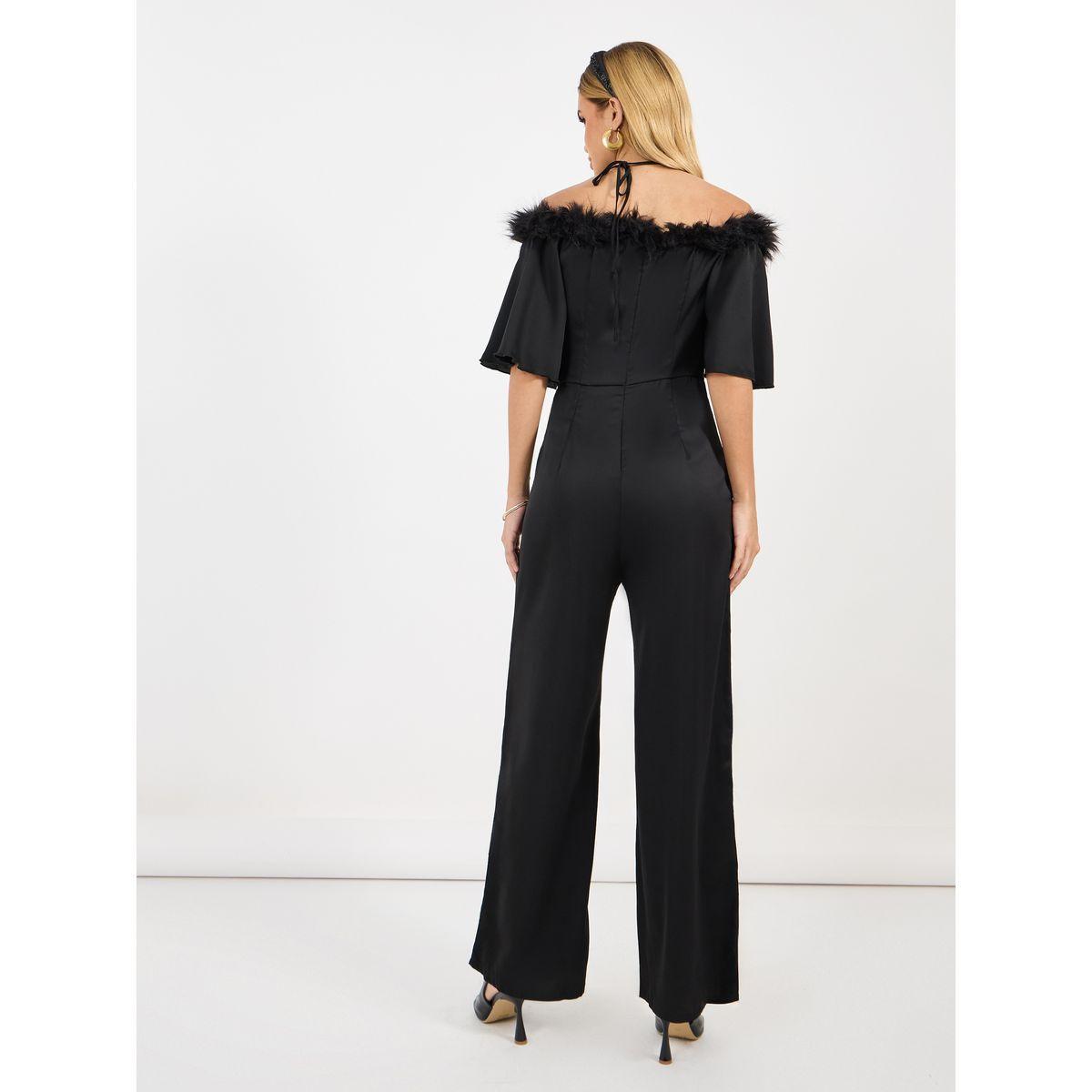 جمبسوت بأرجل واسعة وريش صناعي-women-clothing-jumpsuits-image-4