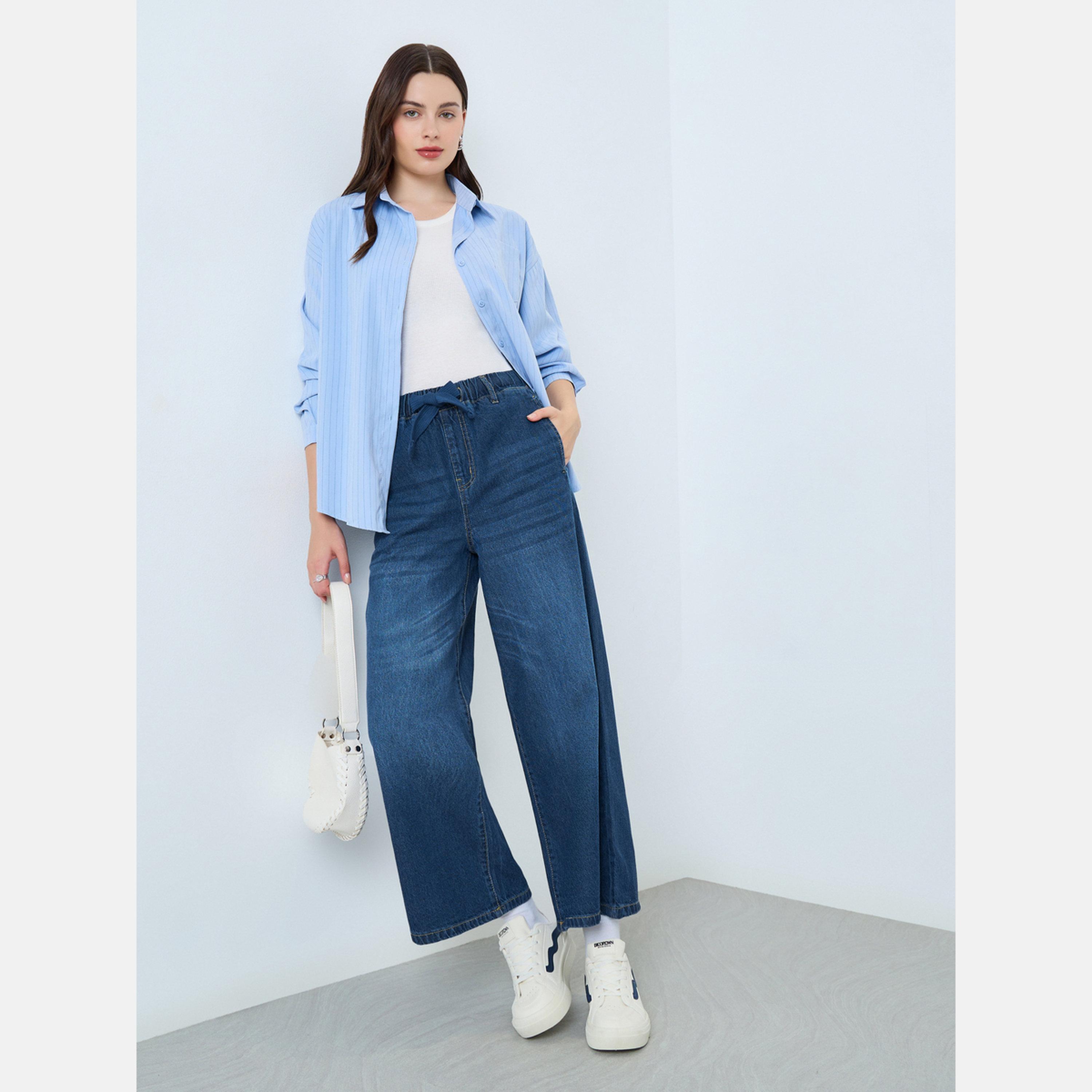 Styli Mid Rise Elasticated Waistband Wide Leg Jeans-women-clothing-bottoms-jeans-image-2