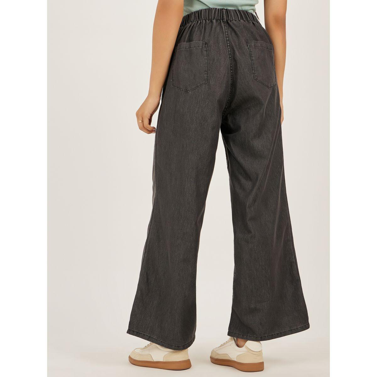 Styli Mid Rise Plain Wide Leg Jeans with Drawstring Waist-women-clothing-bottoms-jeans-image-4
