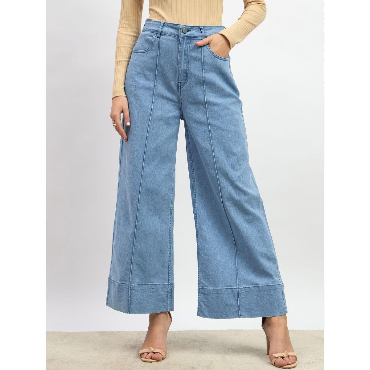 جينز بأرجل واسعة وخصر متوسط مع حزوز-women-clothing-bottoms-jeans-image-2