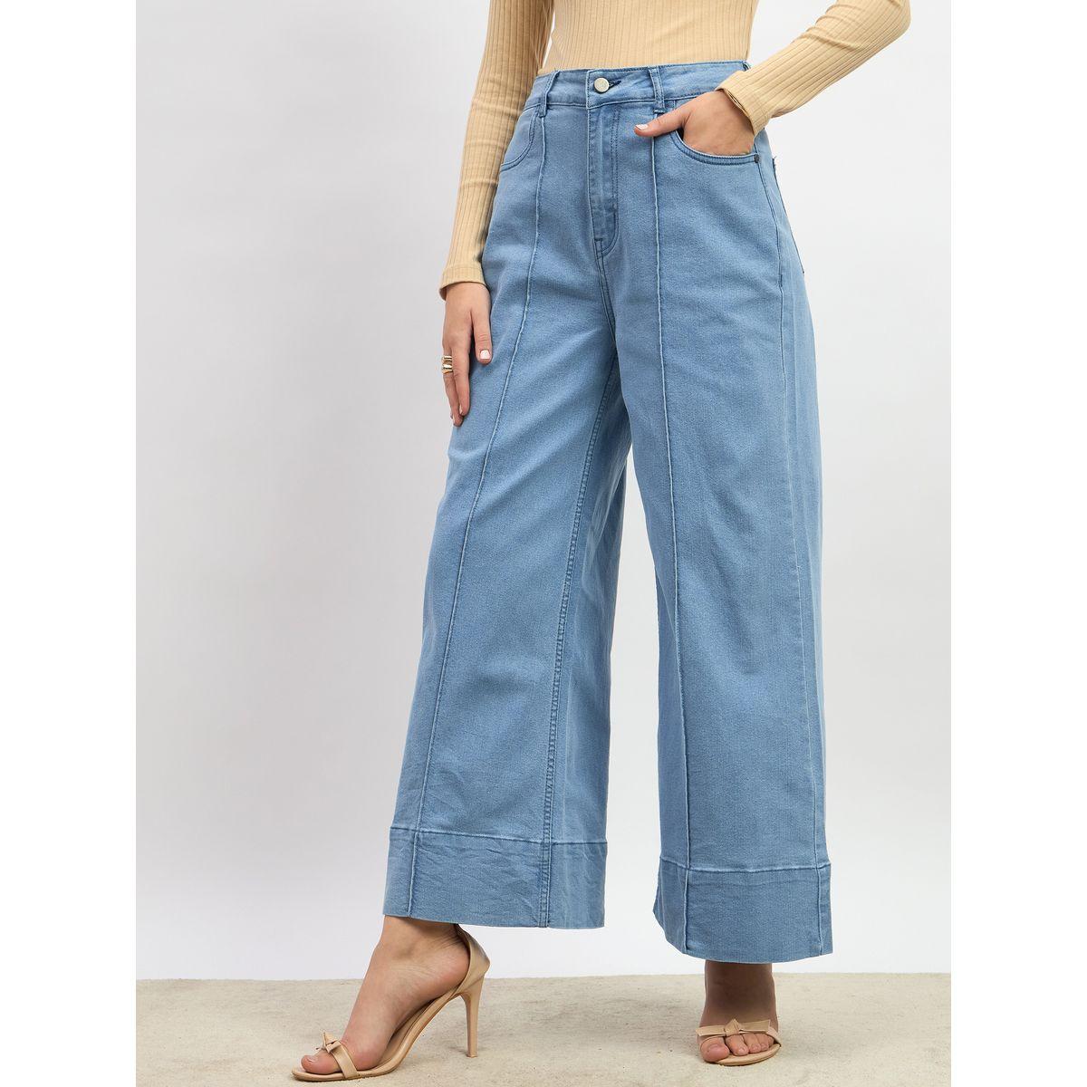 جينز بأرجل واسعة وخصر متوسط مع حزوز-women-clothing-bottoms-jeans-image-3