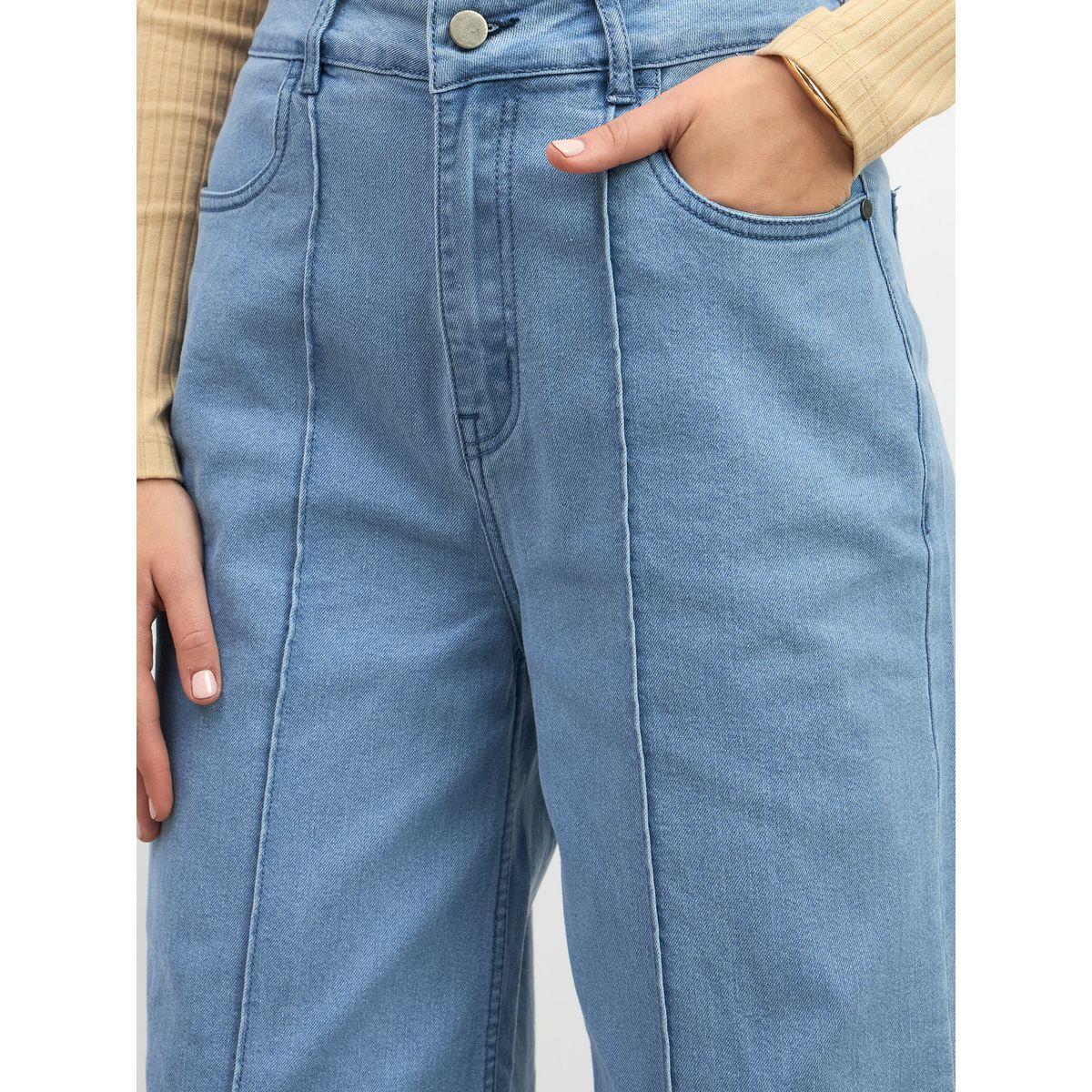 جينز بأرجل واسعة وخصر متوسط مع حزوز-women-clothing-bottoms-jeans-image-4