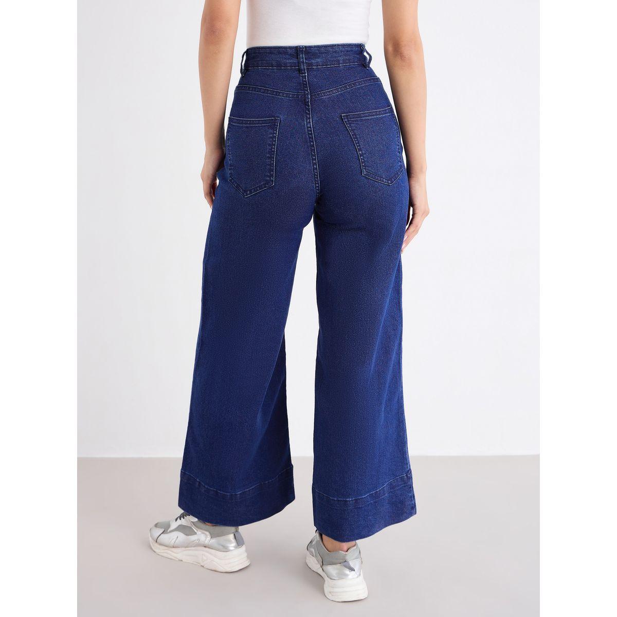 جينز بأرجل واسعة وتفاصيل محزوزة-women-clothing-bottoms-jeans-image-4