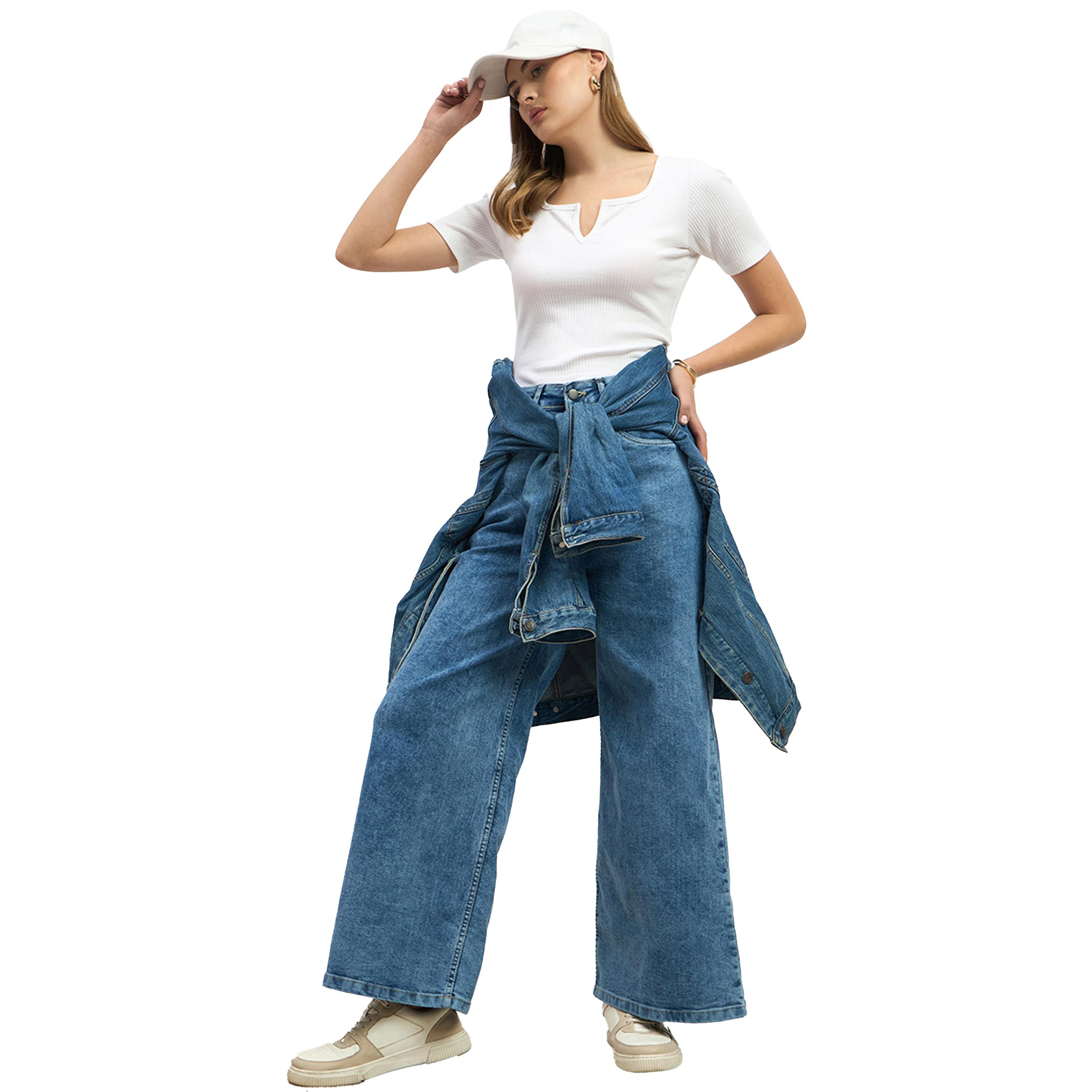 Styli High Rise Wide Leg Jeans with Pockets-women-clothing-bottoms-jeans-image-1